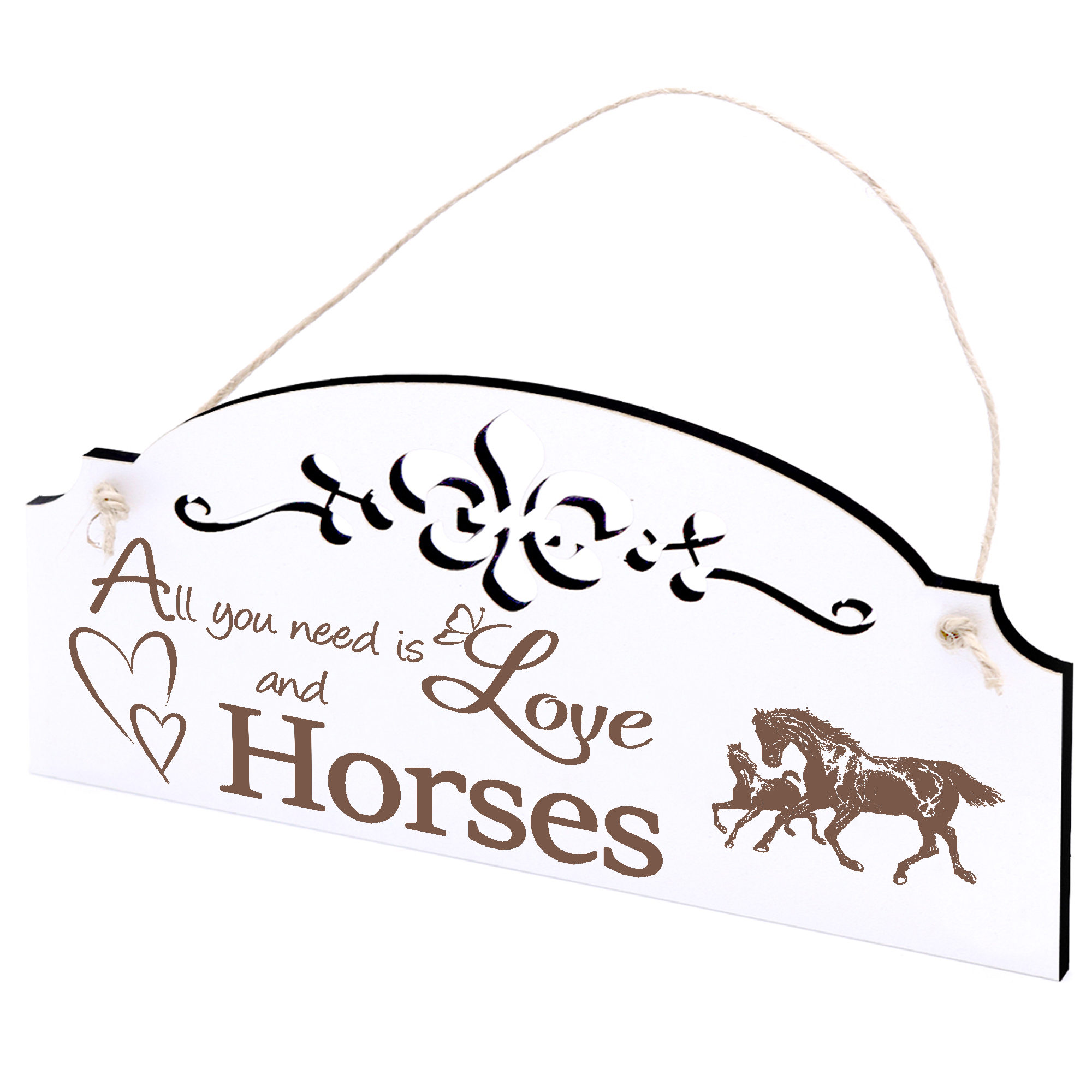 Schild Pferde mit Fohlen Deko 20x10cm - All you need is Love and Horses - Holz