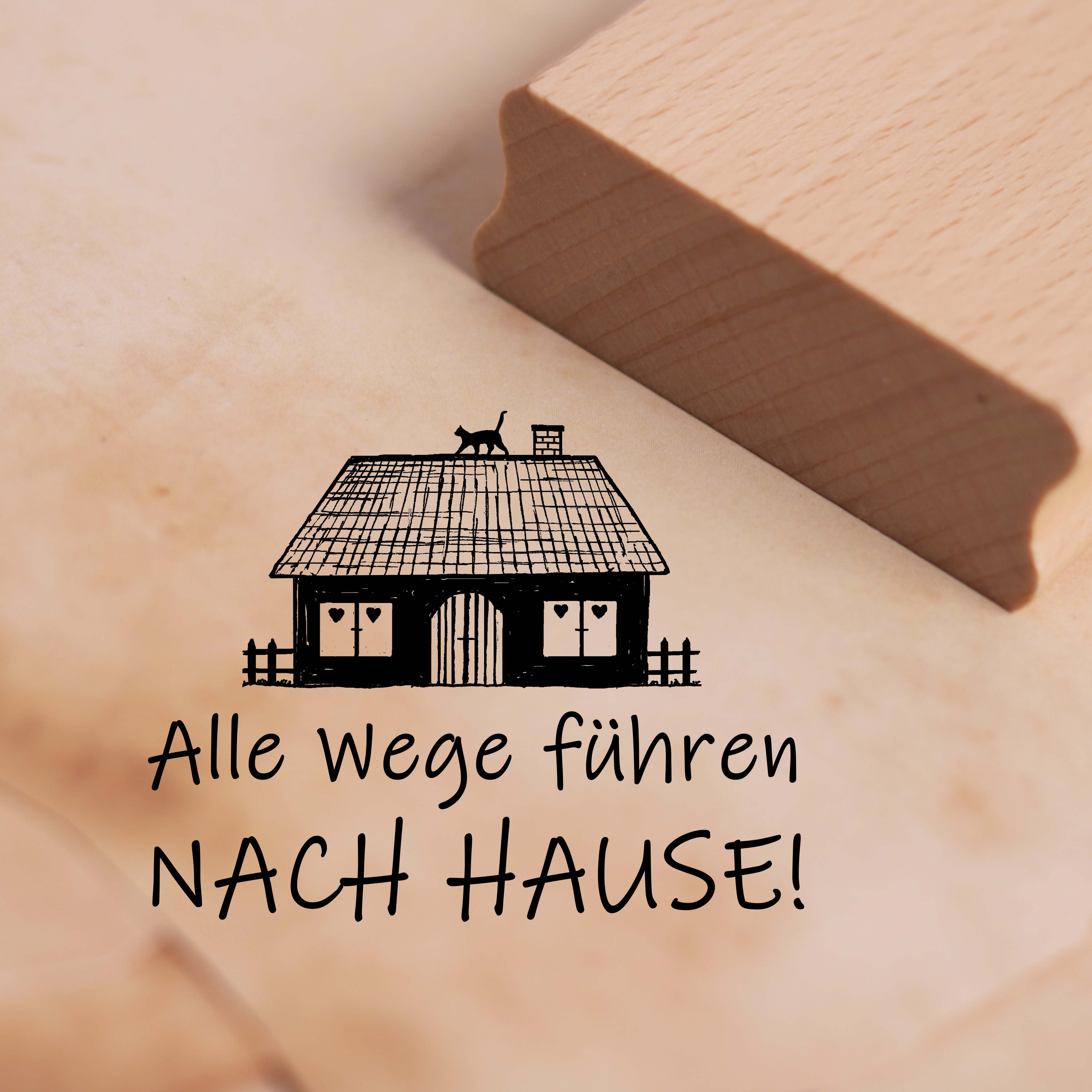 Motivstempel Alle Wege führen nach Hause Stempel Haus 48 x 37 mm