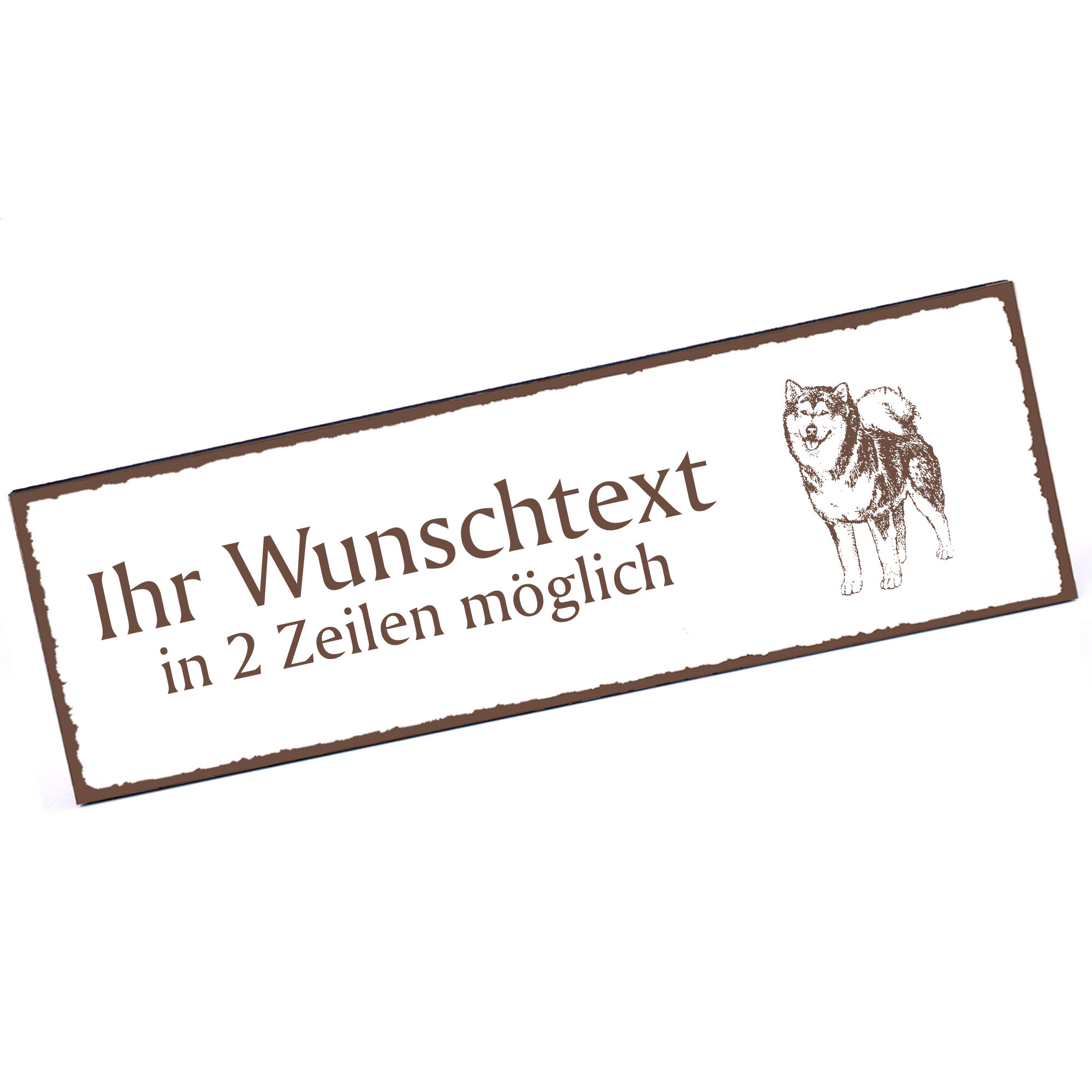 Türschild Alaskan Malamute  Namensschild personalisiert mit Gravur - 150mm x 50mm - selbstklebend
