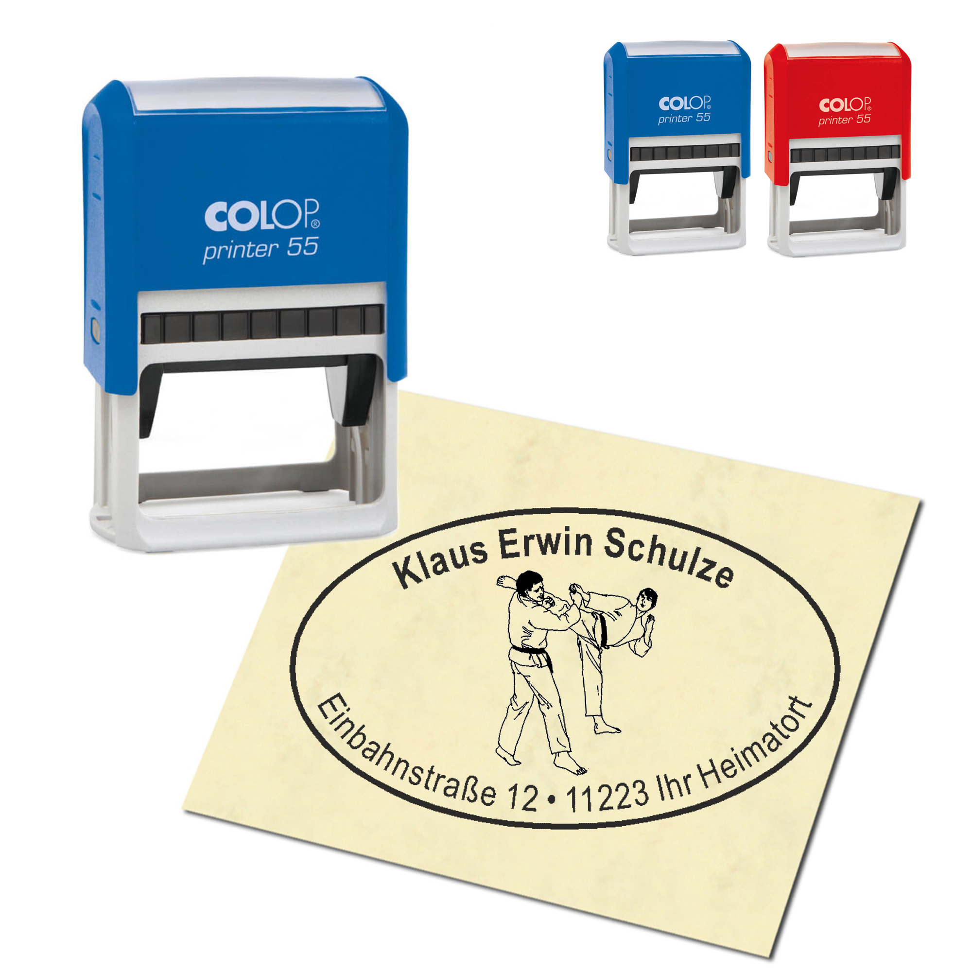 Adressstempel personalisiert Stempel - Karate - oval 59 x 39 mm