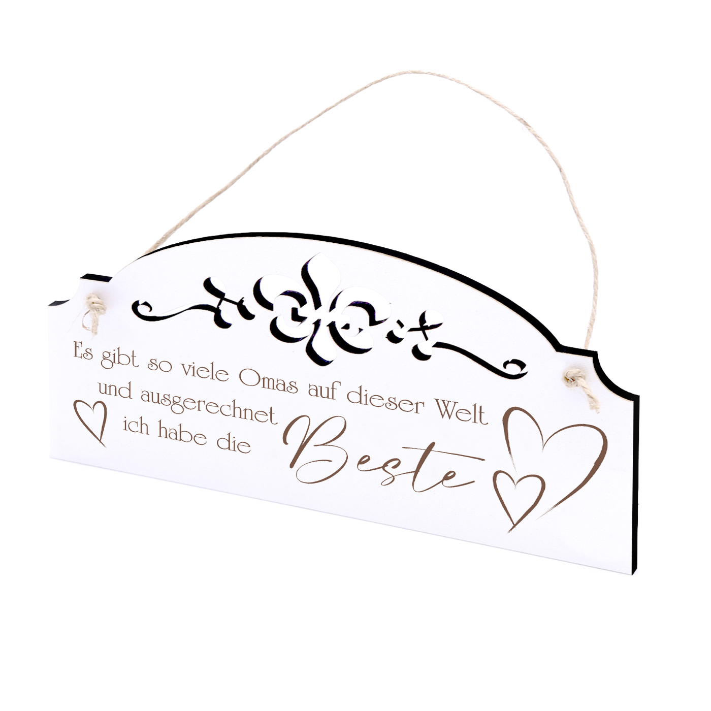 Schild Spruch Beste Oma der Welt - Vintage Türschild mit Ornamenten 20x10cm