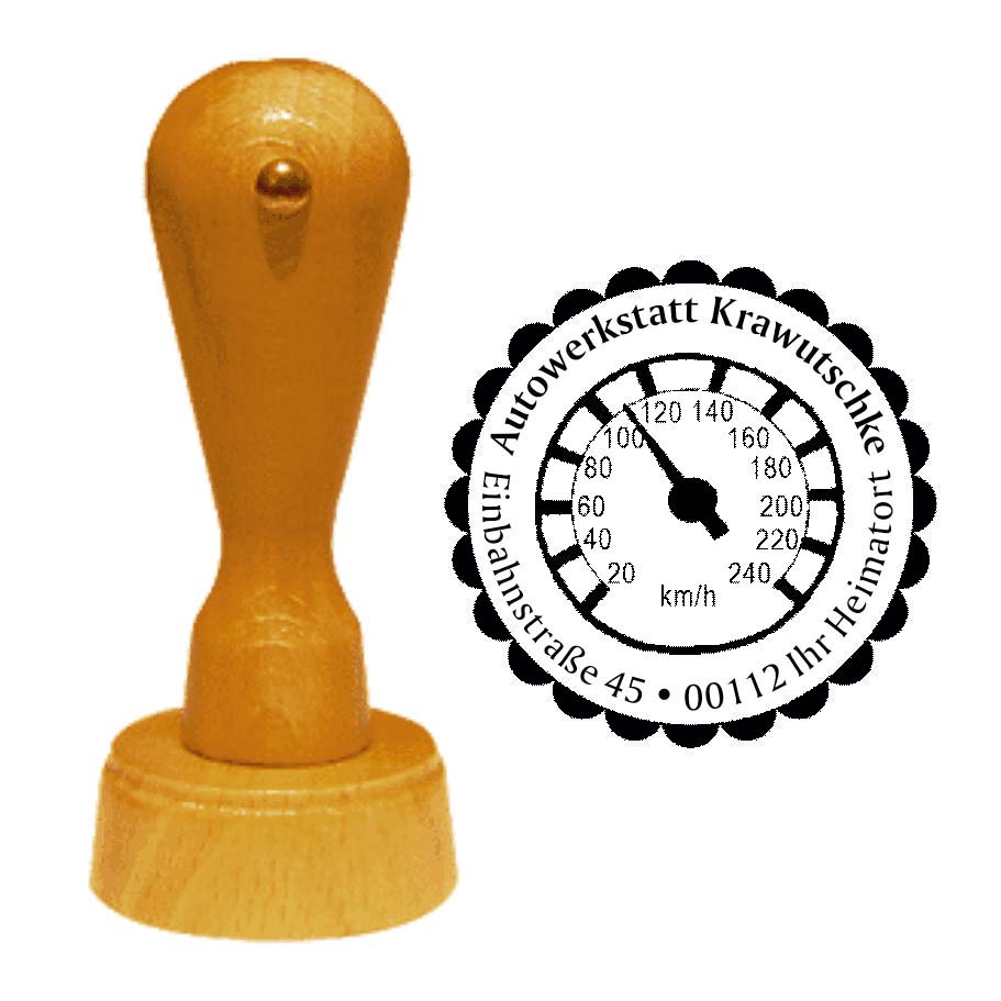 Stempel « TACHOMETER »  mit persönlicher Adresse - ca. Ø 40 mm