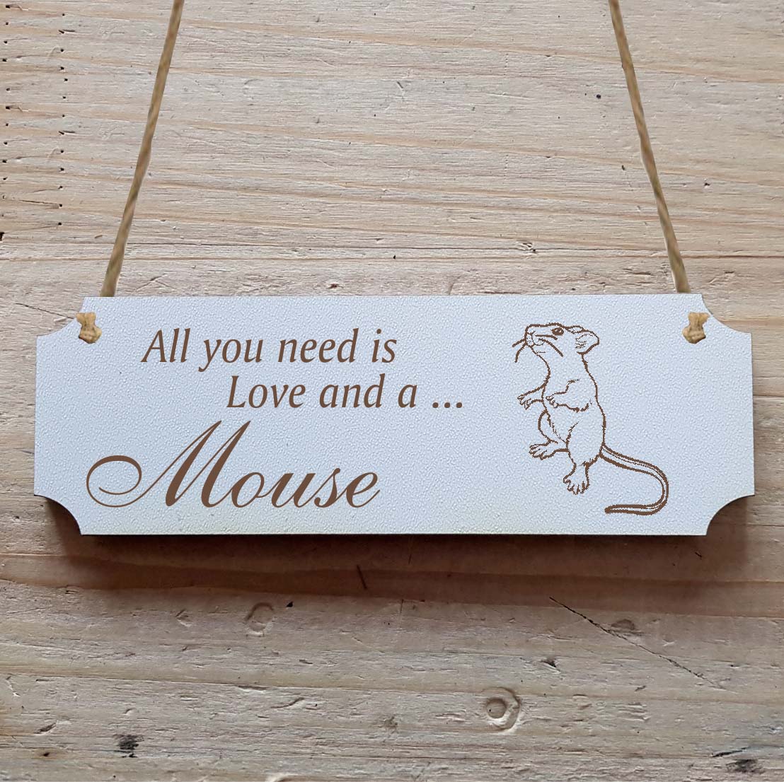 Dekoschild « All you need is Love and a Mouse » Maus 2