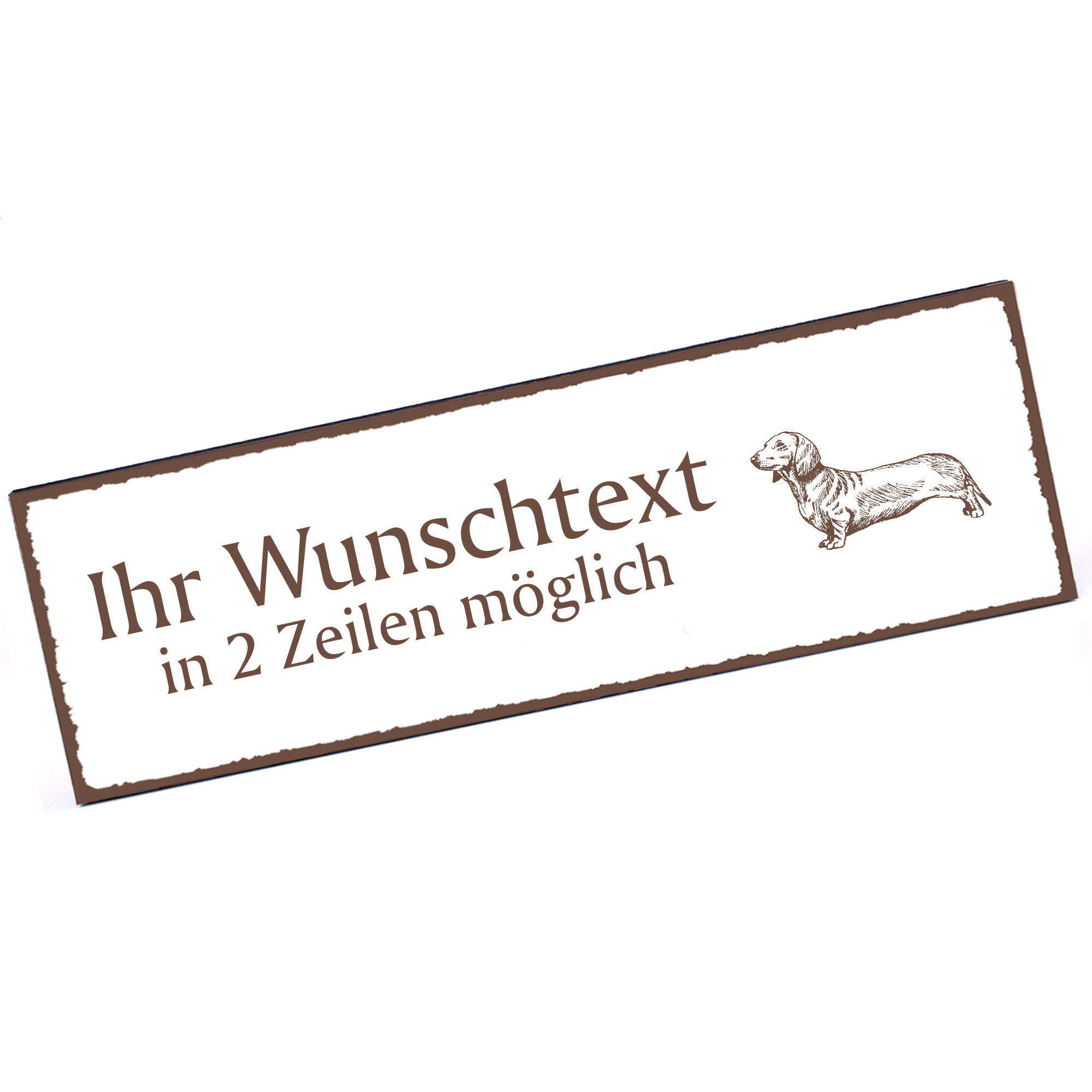 Türschild Dackel  Namensschild personalisiert mit Gravur - 150mm x 50mm - selbstklebend