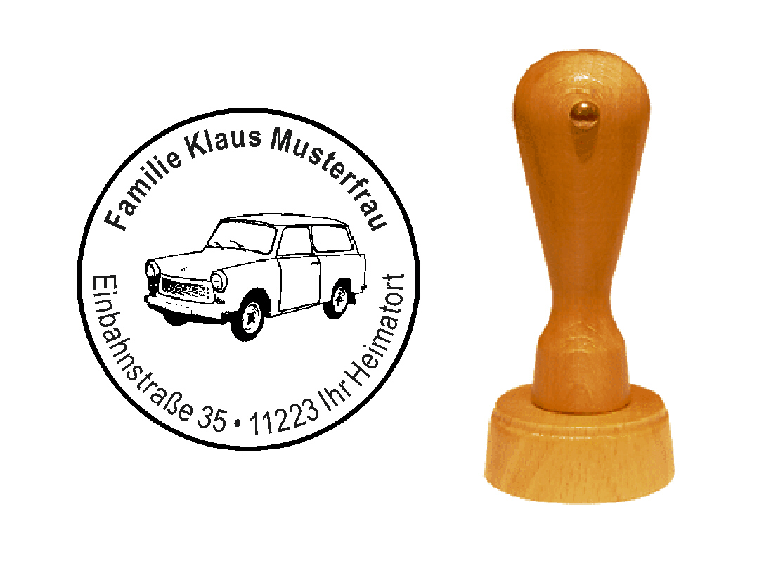 « Auto 3 » Holzstempel mit persönlichem Wunschtext