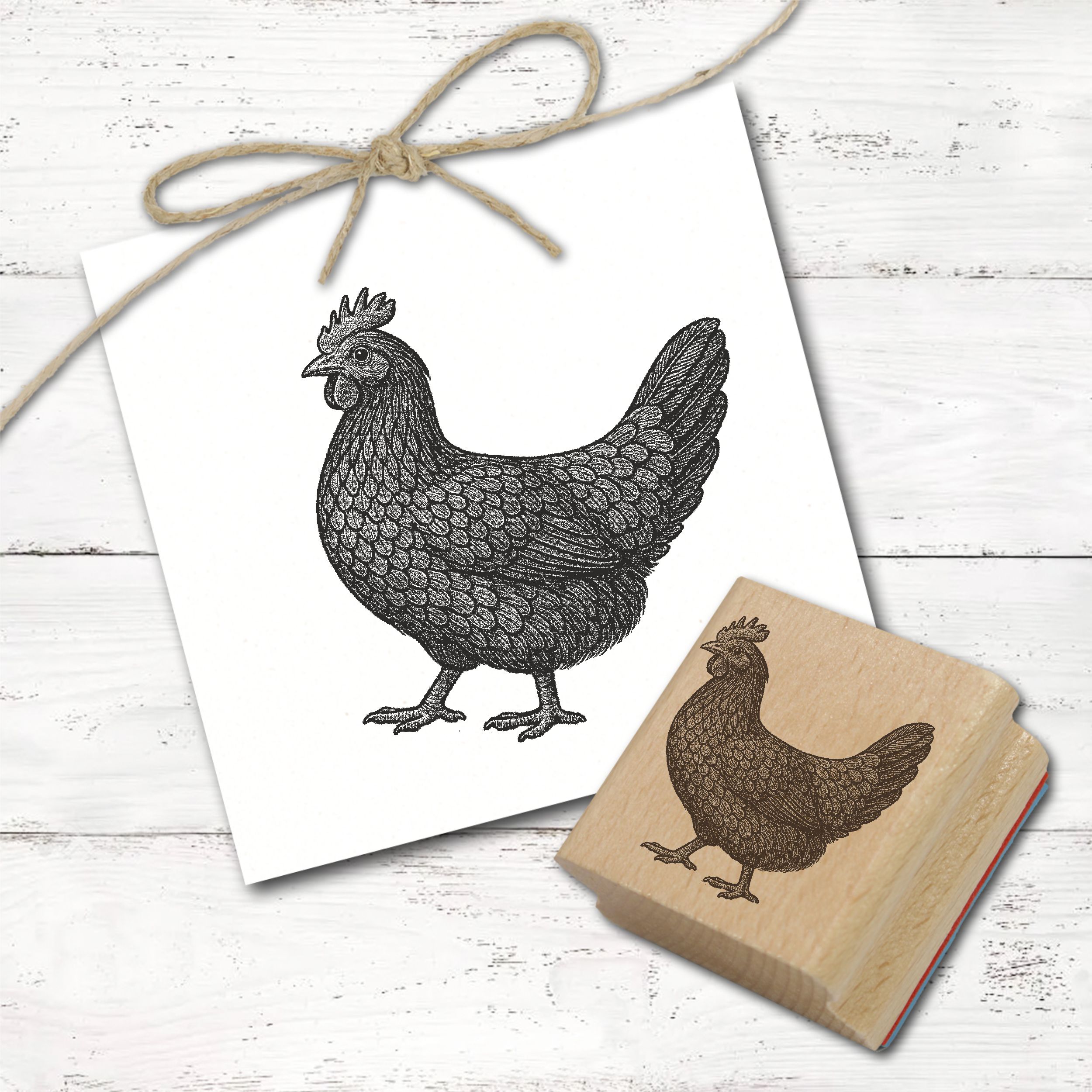 Huhn Motivstempel Westfälischer Totleger - 3 Größen wählbar - Hühner Stempel Holzstempel