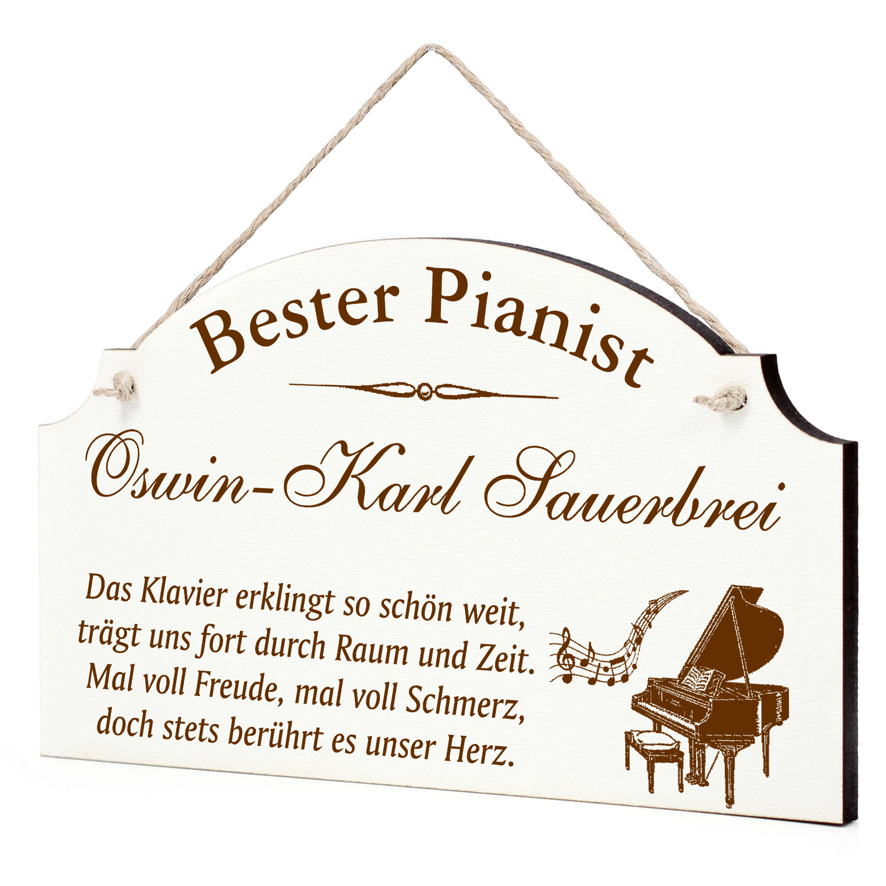 Schild Piano Flügel Bester Pianist Beste Pianistin Geschenk - lustige Geschenke in 3 Größen zum Geburtstag