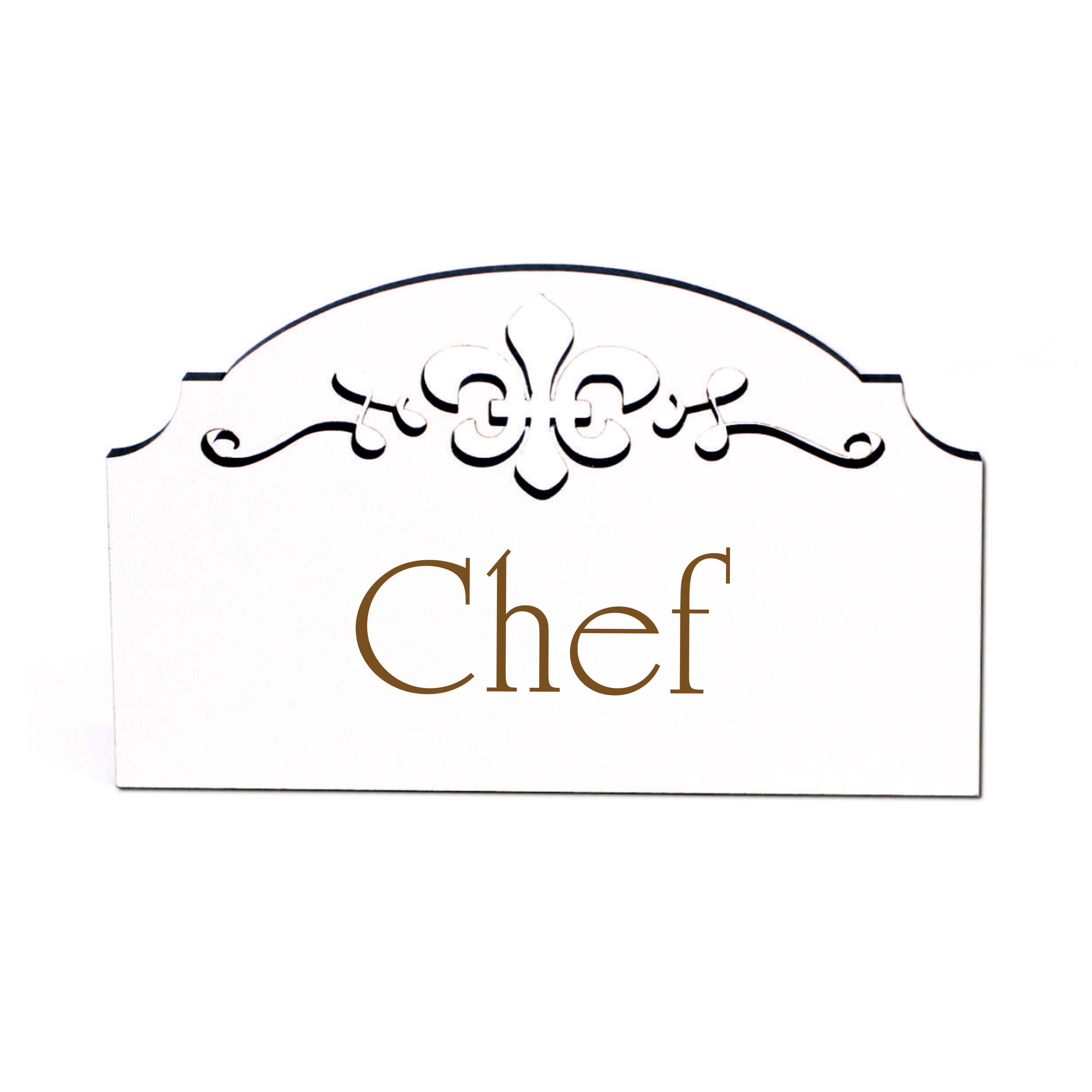 Chef Schild Holz graviert Ornamente selbstklebend Türschild Chefzimmer Türdeko 15,5 x 9,5 cm
