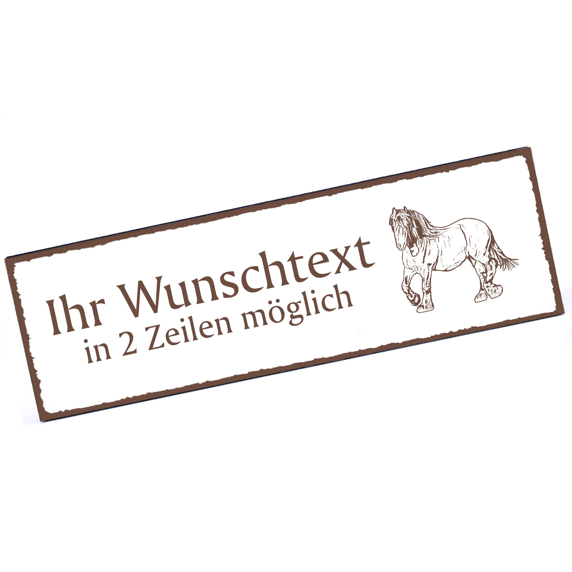 Türschild Ardenner Pferd  Namensschild personalisiert mit Gravur - 150mm x 50mm - selbstklebend
