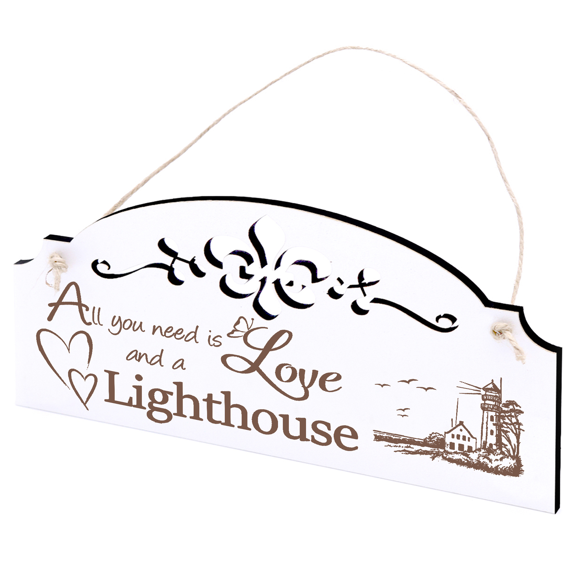 Schild Leuchtturm Am Strand Deko 20x10cm - All you need is Love and a Lighthouse - Holz