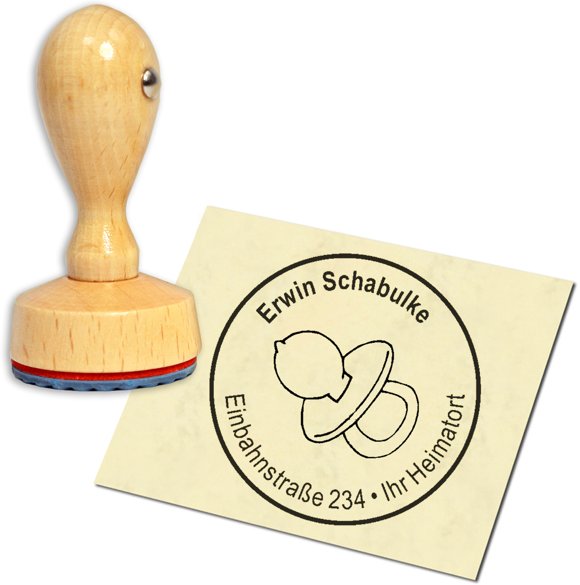 Stempel Adressstempel Holzstempel - Nuckel - rund 40mm