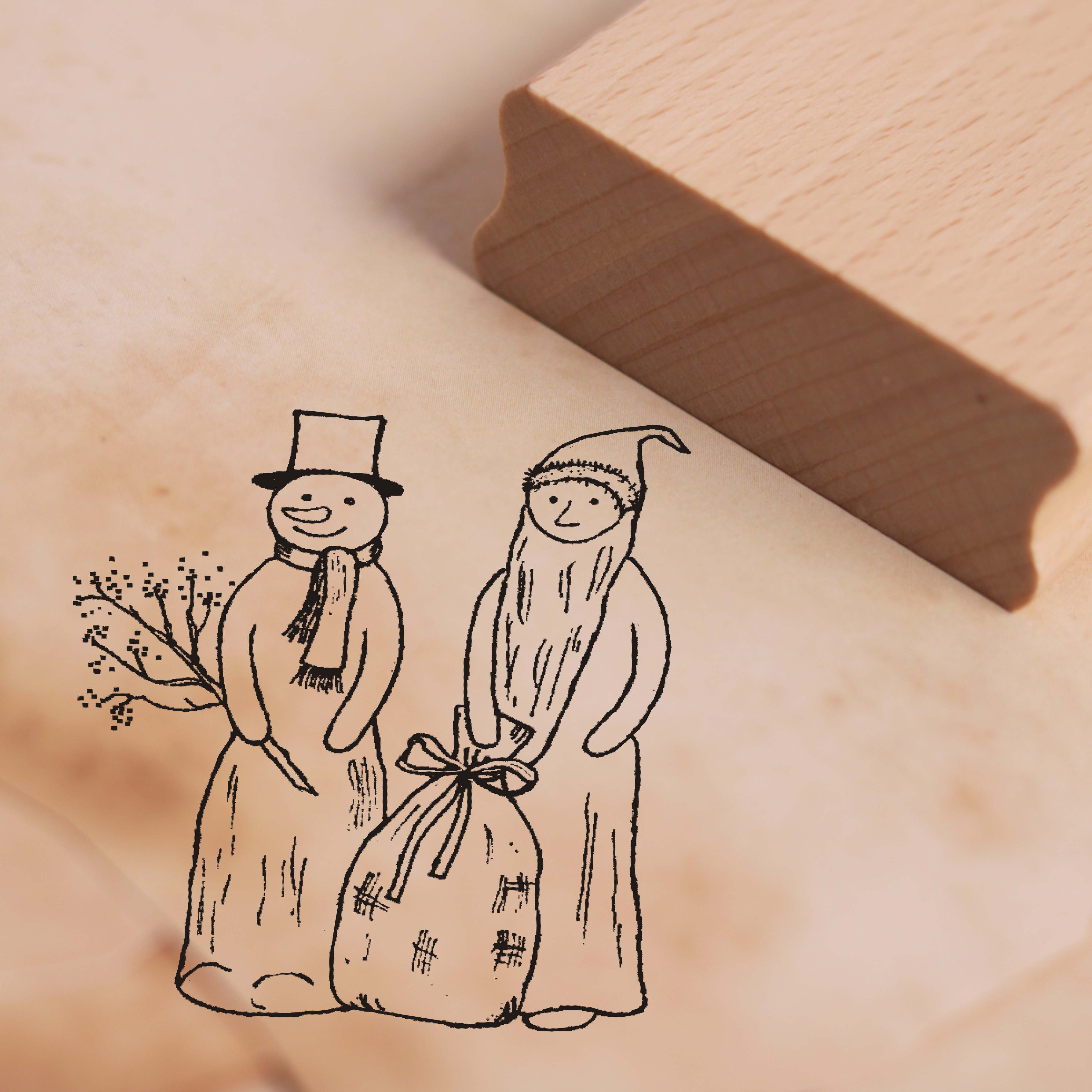 Motivstempel Schneemann und Weihnachtsmann Stempel - 48mm x 48mm