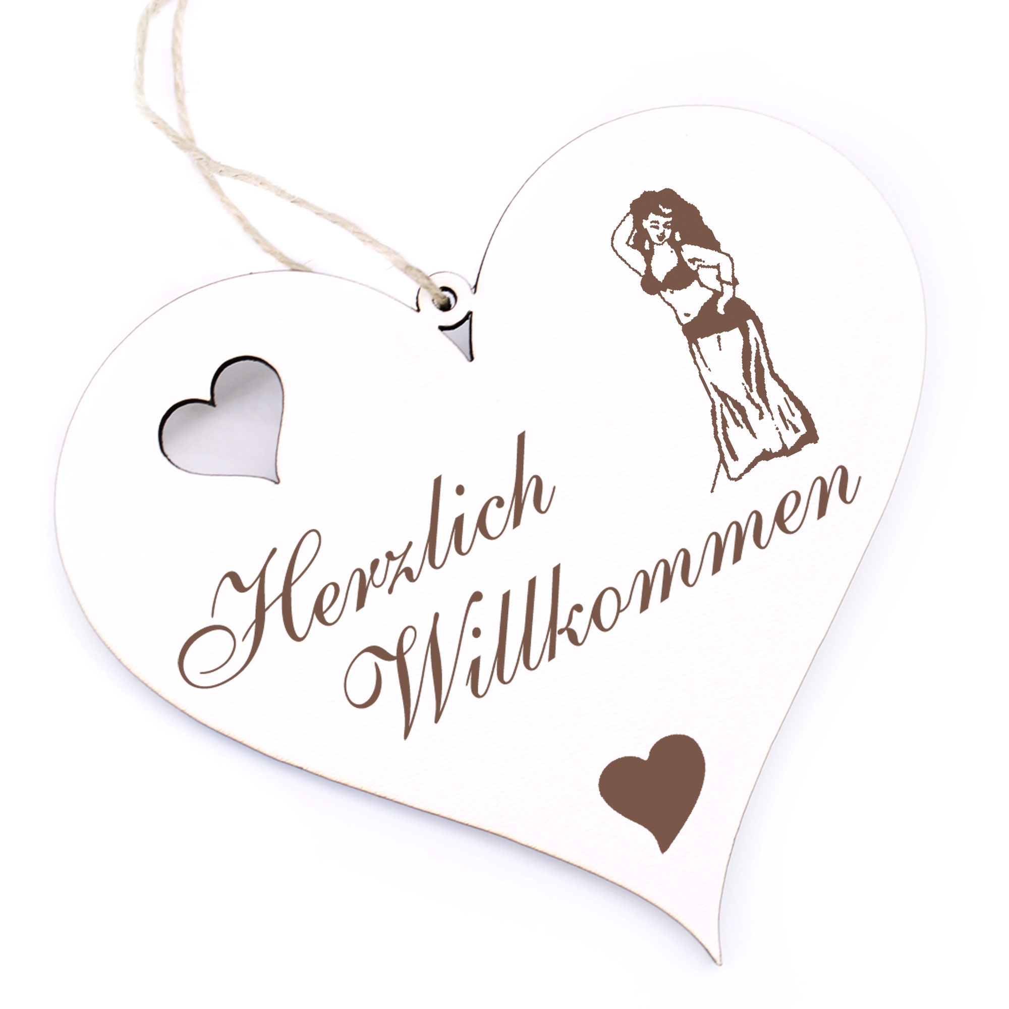 Herzlich Willkommen Schild - Bauchtanz - Deko Herz Holz
