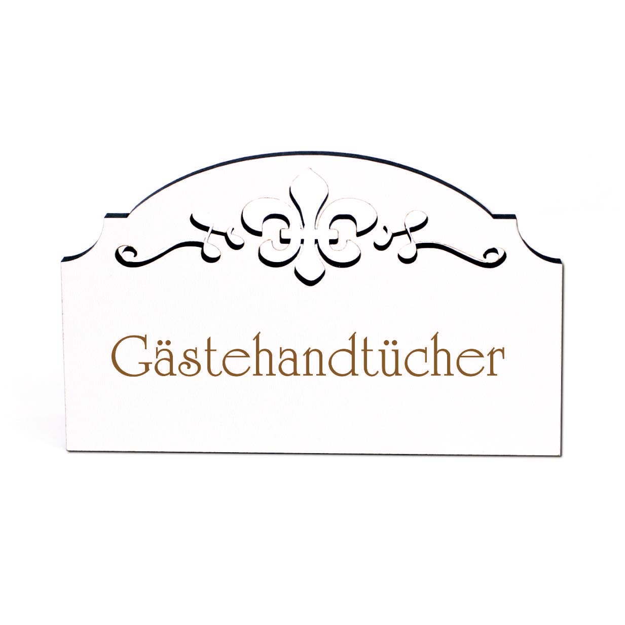 Gästehandtücher Schild Holz graviert Ornamente selbstklebend Gäste Türschild Türdeko 15,5 x 9,5 cm
