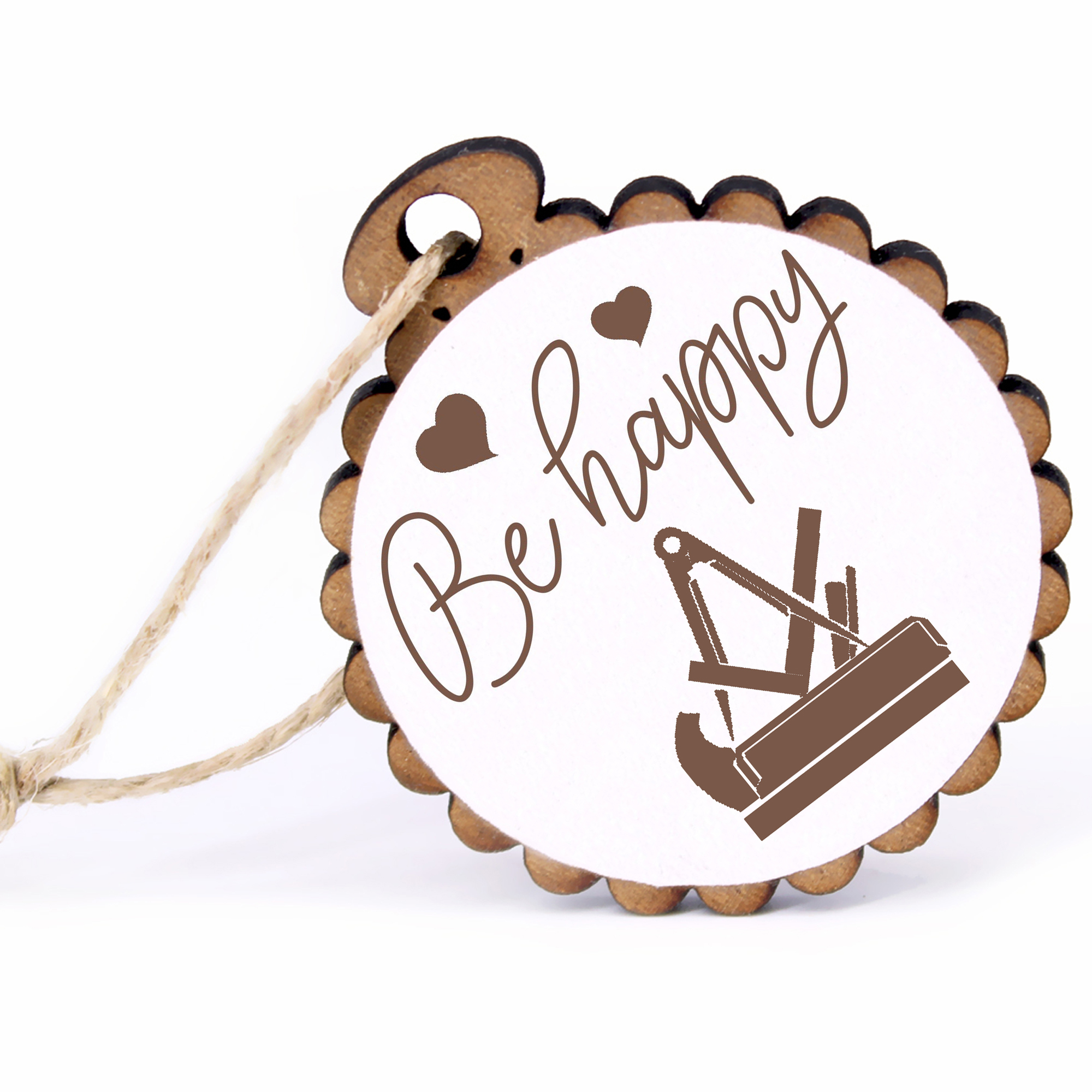 Geschenkanhänger - Be Happy Tischler -  Holz Ø-5cm - mit Juteband