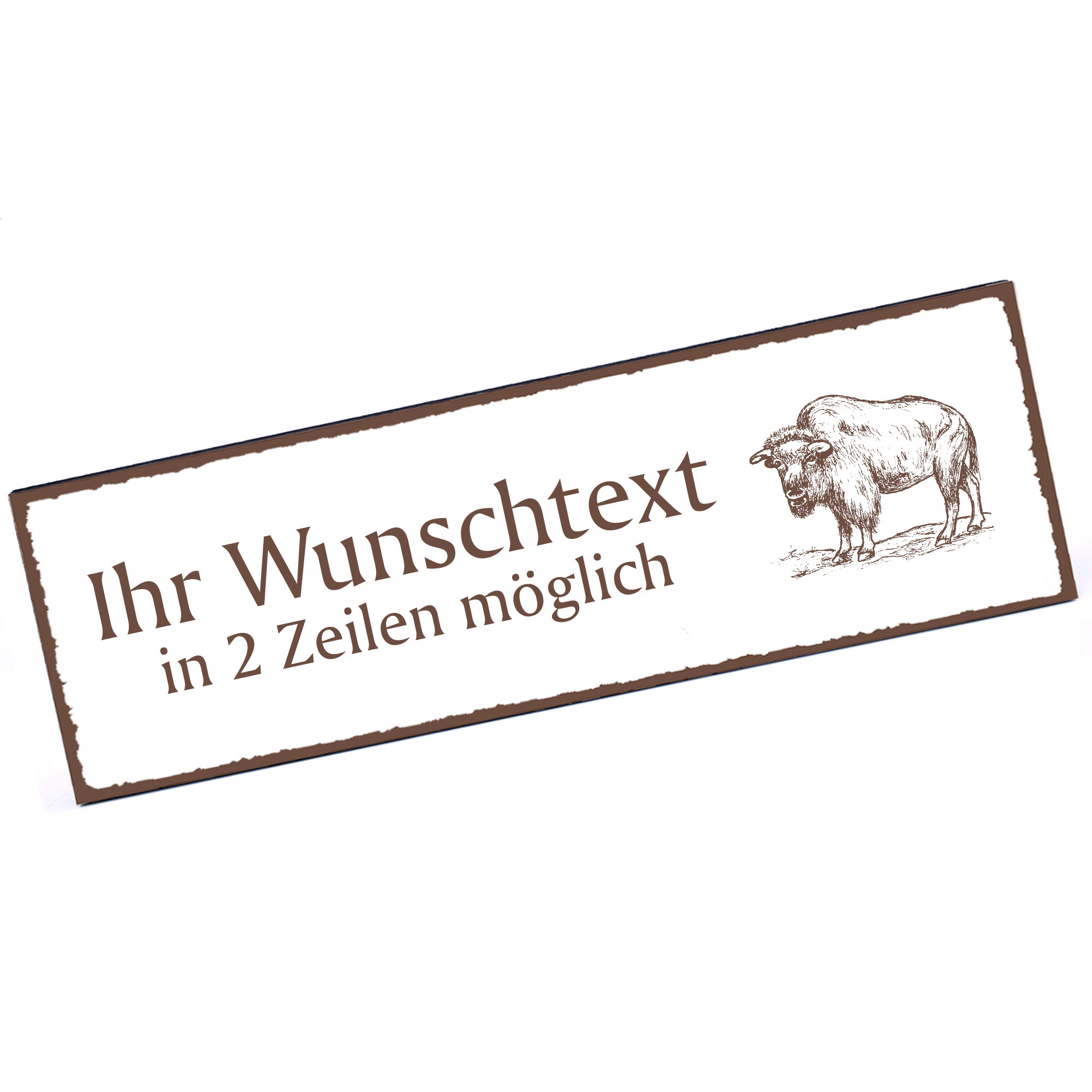 Türschild Wisent  Namensschild personalisiert mit Gravur - 150mm x 50mm - selbstklebend