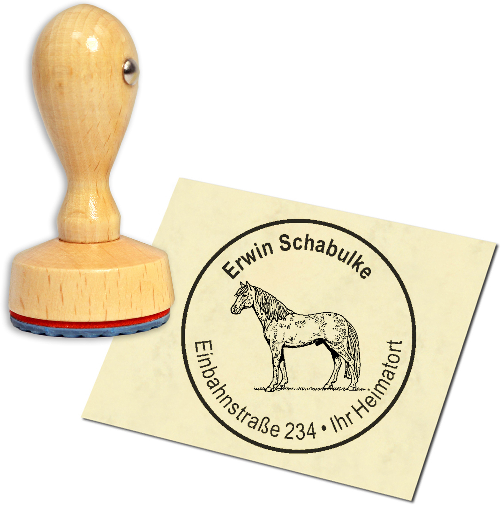 Stempel Adressstempel Holzstempel - Appaloosa Pferd - rund 40mm