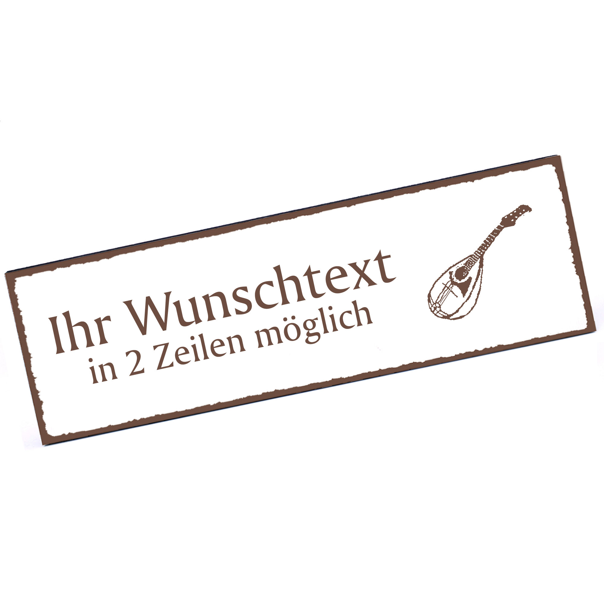 Türschild Mandoline  Namensschild personalisiert mit Gravur - 150mm x 50mm - selbstklebend