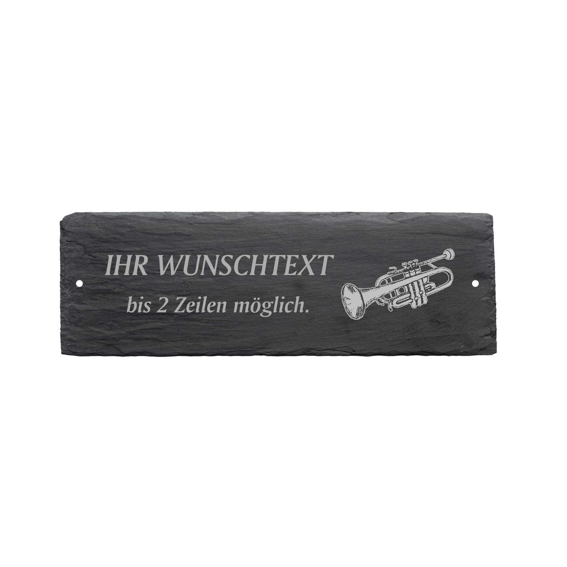 Türschild « TROMPETE » ca. 22 x 8 cm - aus Schiefer