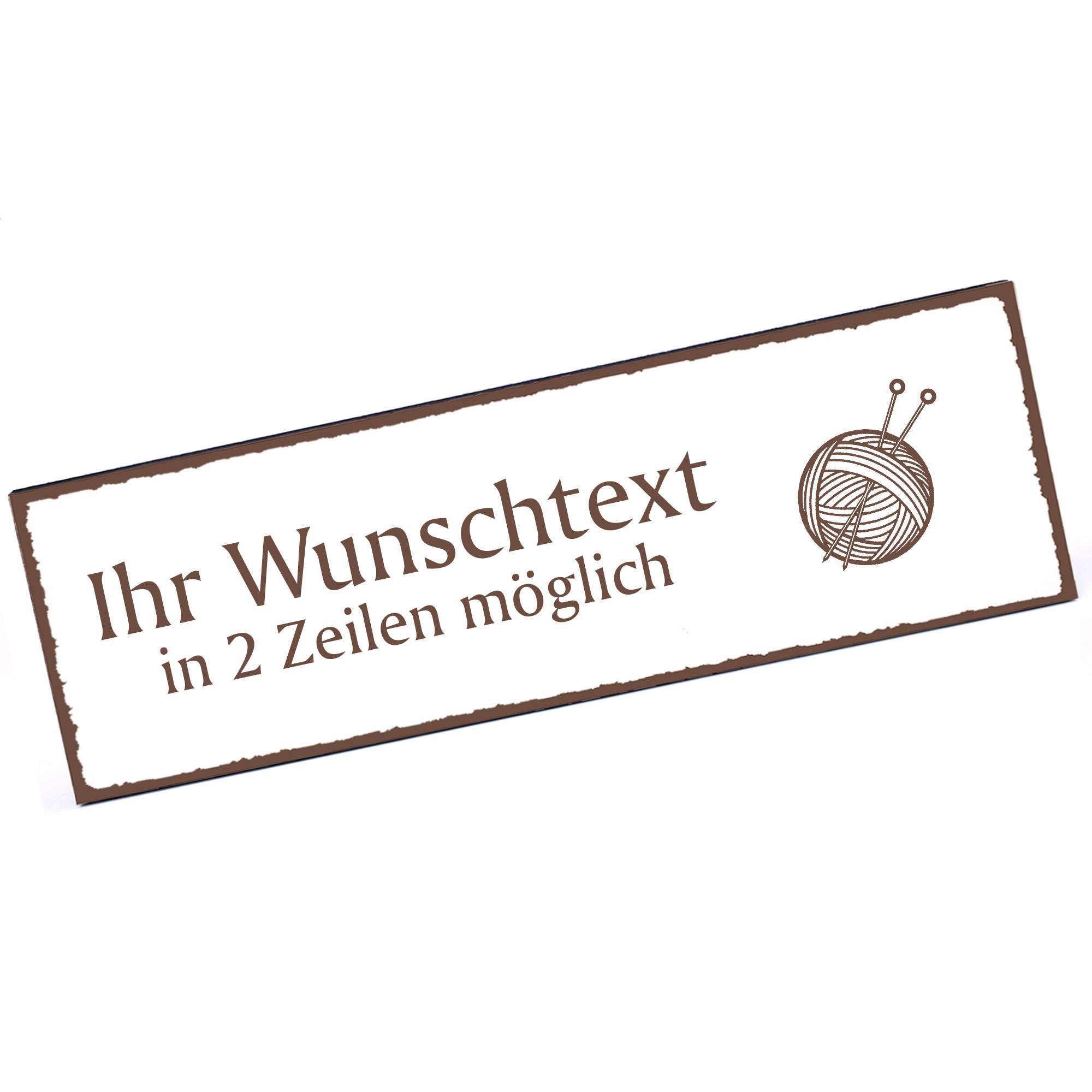Türschild Stricken  Namensschild personalisiert mit Gravur - 150mm x 50mm - selbstklebend