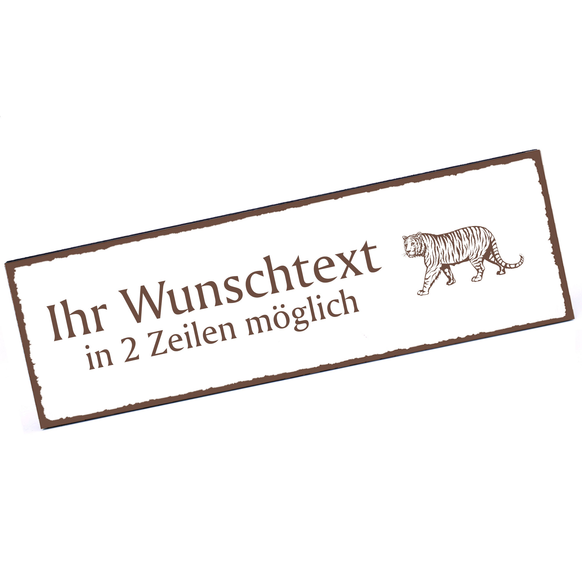 Türschild Tiger  Namensschild personalisiert mit Gravur - 150mm x 50mm - selbstklebend