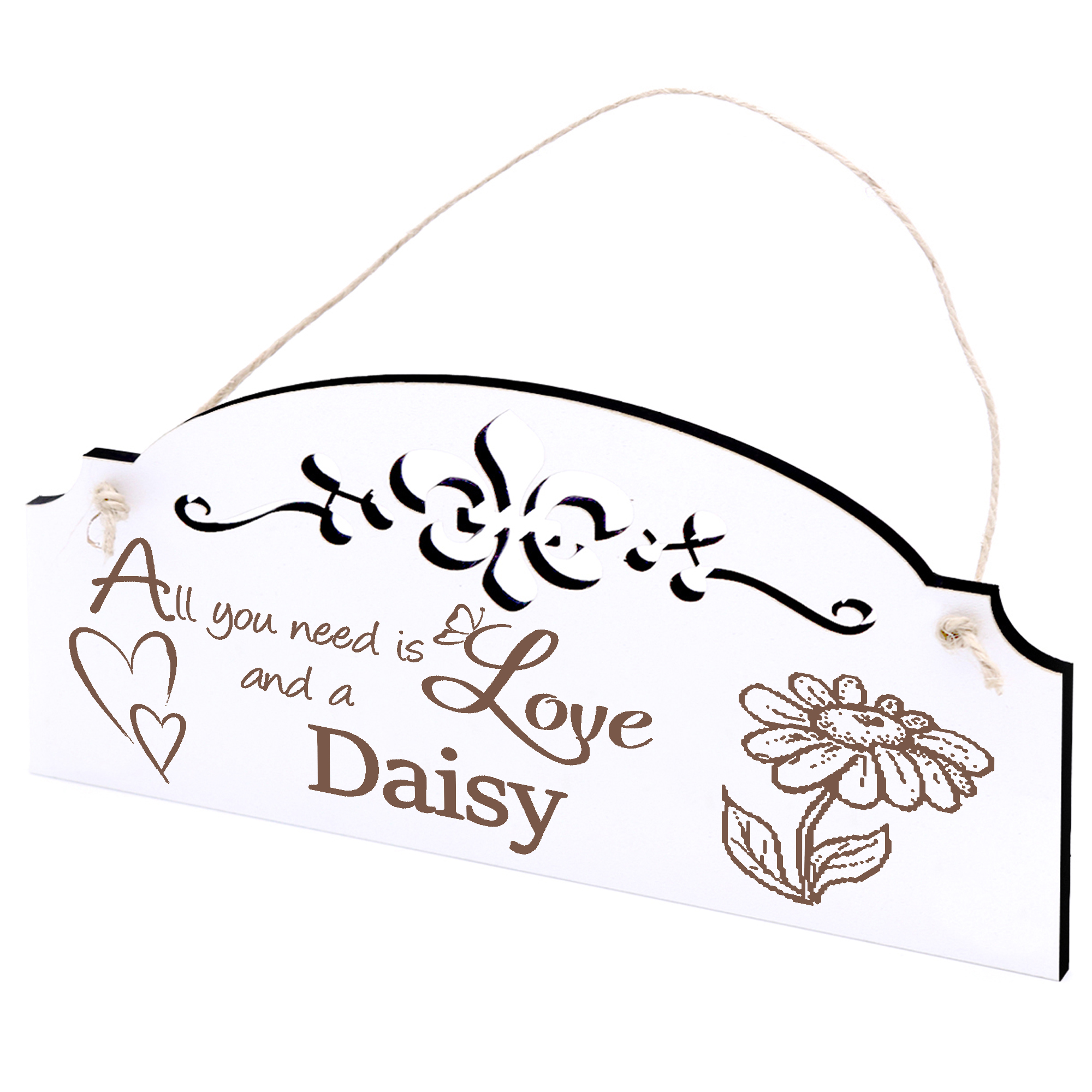 Schild Gänseblümchen Deko 20x10cm - All you need is Love and a Daisy - Holz