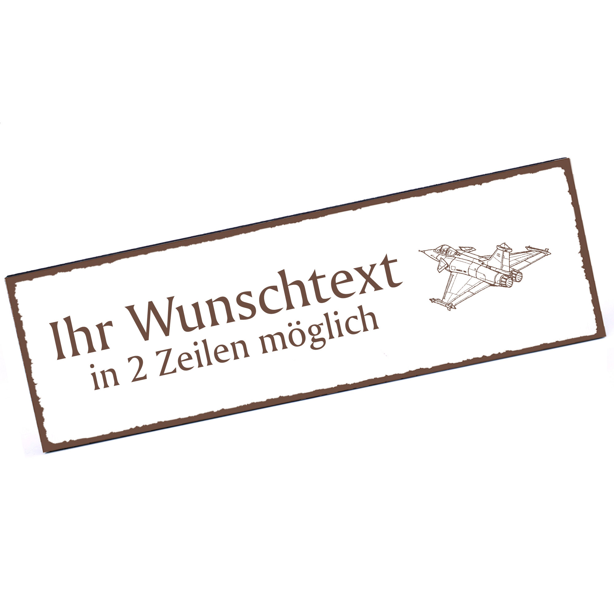 Türschild Düsenjet  Namensschild personalisiert mit Gravur - 150mm x 50mm - selbstklebend
