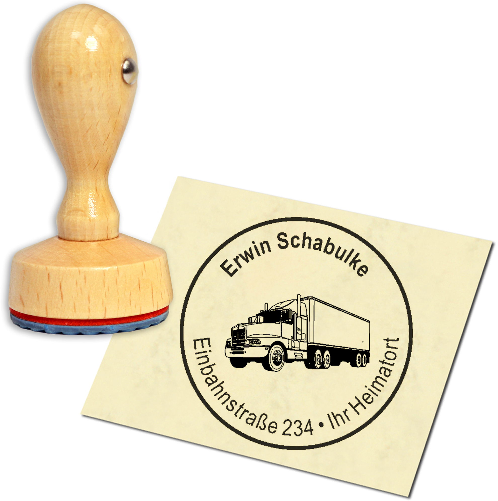 Stempel Adressstempel Holzstempel - LKW - rund 40mm