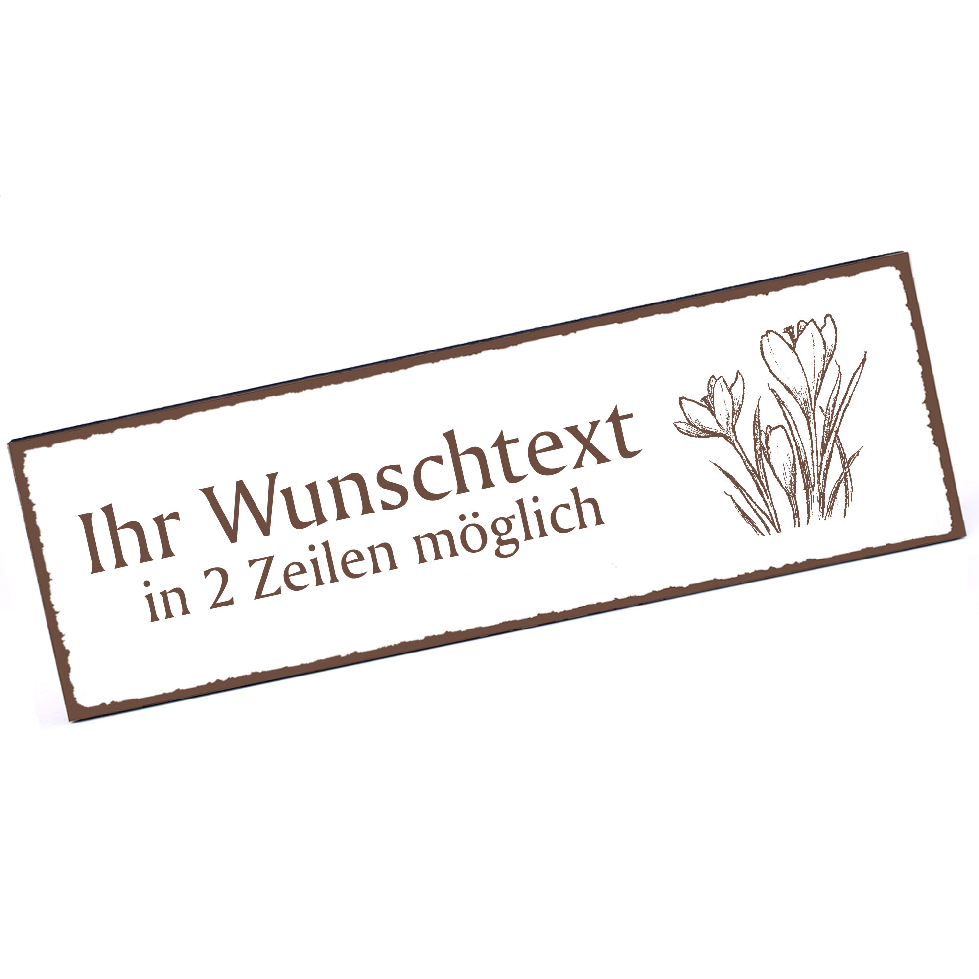 Türschild zwei Krokus  Namensschild personalisiert mit Gravur - 150mm x 50mm - selbstklebend