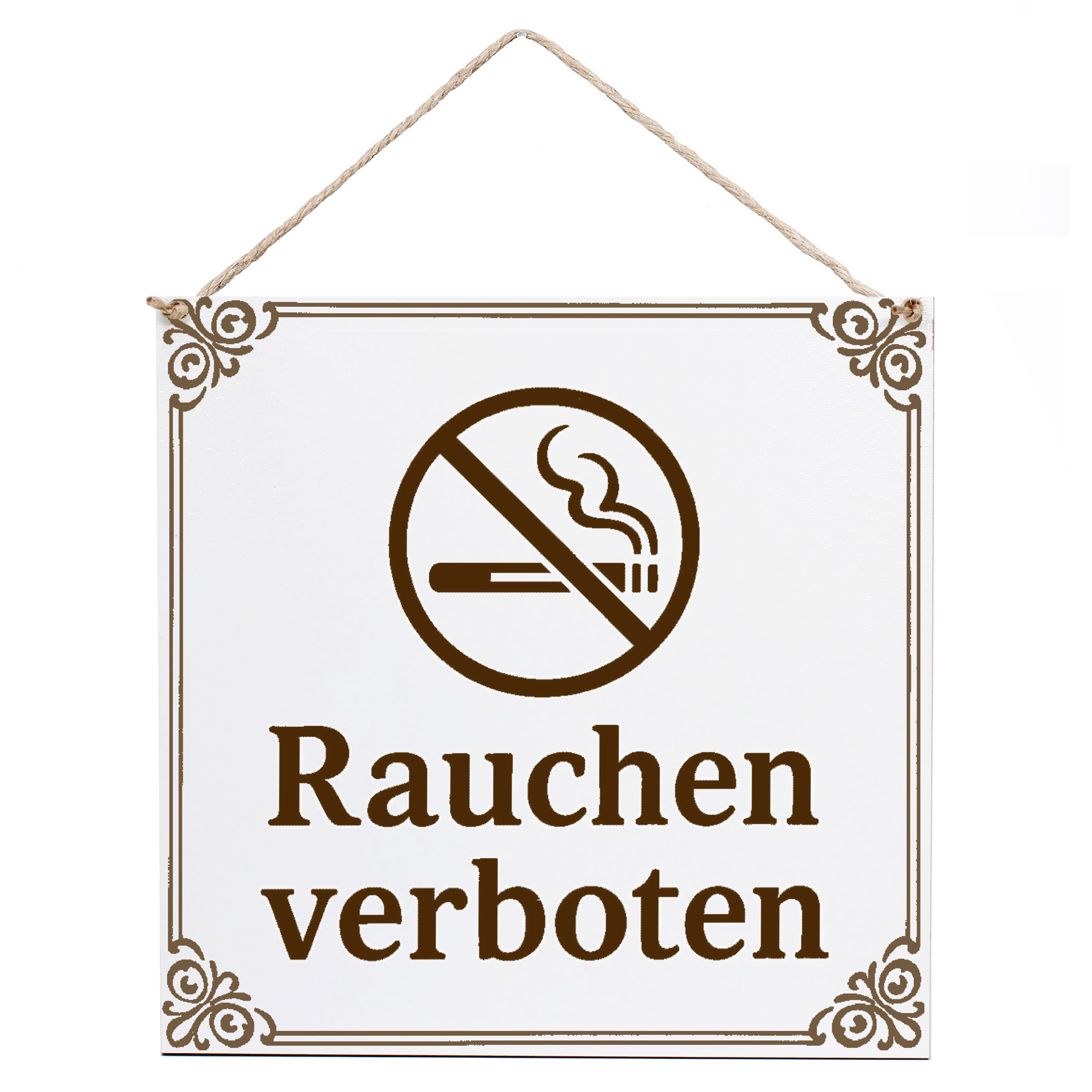 Dekoschild Rauchen Verboten 15×15 cm aus weißem HDF – Graviertes Spruchschild