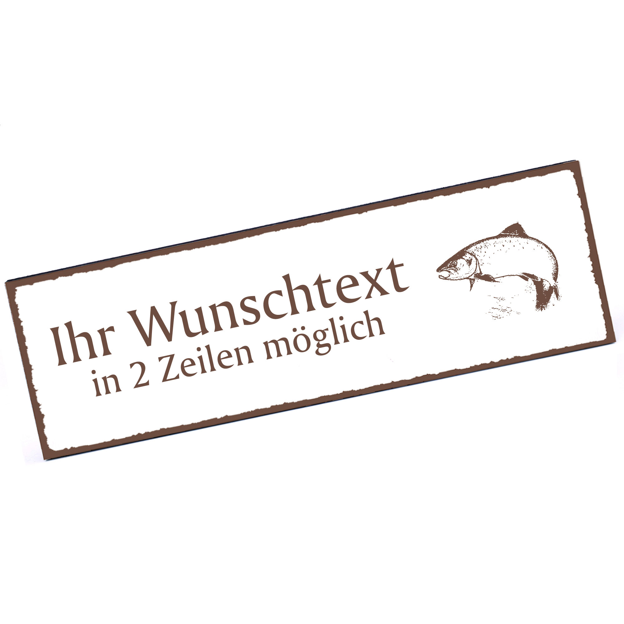 Türschild Lachs  Namensschild personalisiert mit Gravur - 150mm x 50mm - selbstklebend