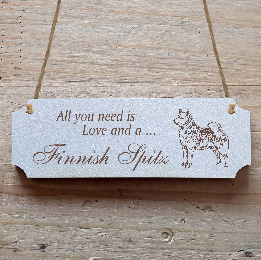 Adressstempel Finnischer Spitz -  Holzstempel personalisiert mit Adresse - Ø 40 mm