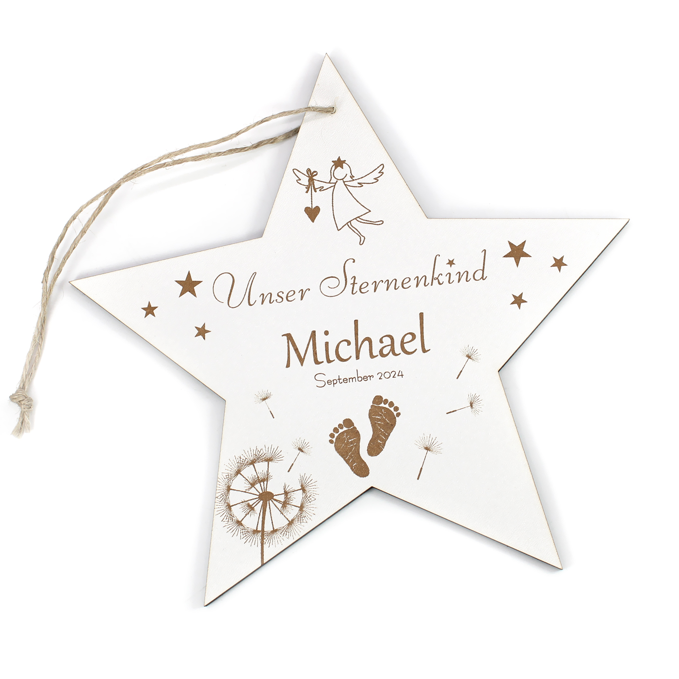 Schild Stern Sternenkind personalisiert mit Name und Datum - Trauer Andenken mit Spruch 20 x 19 cm 