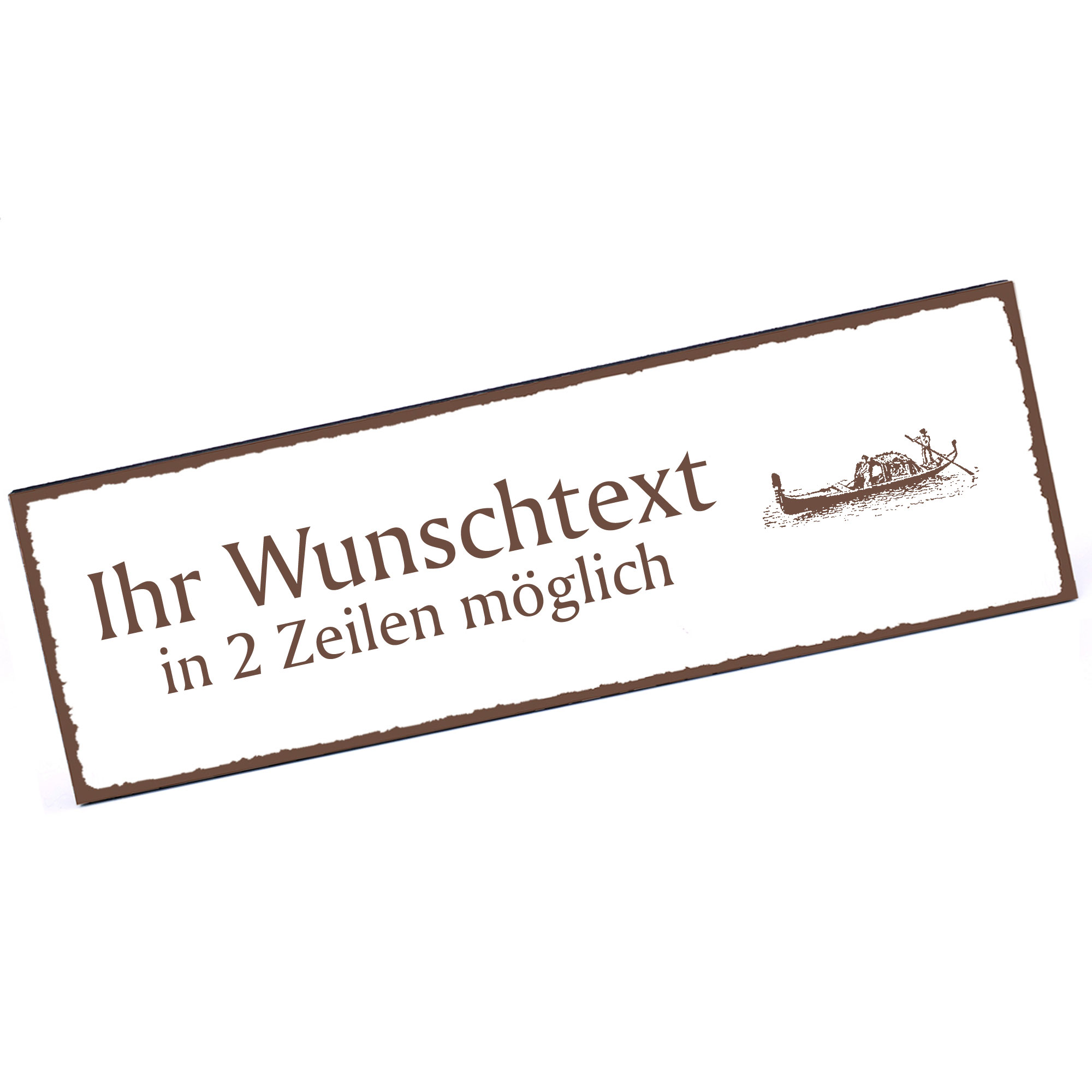 Türschild Gondel   Namensschild personalisiert mit Gravur - 150mm x 50mm - selbstklebend