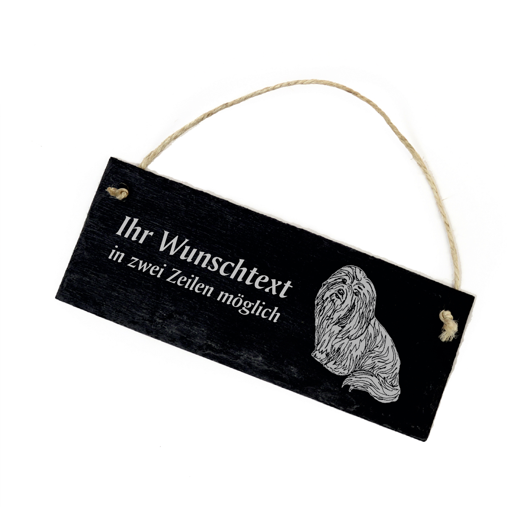 Hundeschild Coton de Tulear Türschild  Schiefer - personalisiert - 22cm x 8cm