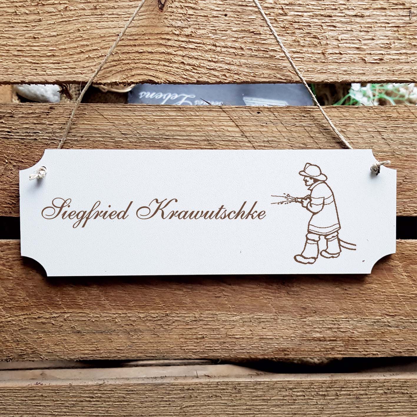 Schild « Feuerwehrmann » Namensschild Türschild zum Anhängen - 20 x 6,7 cm