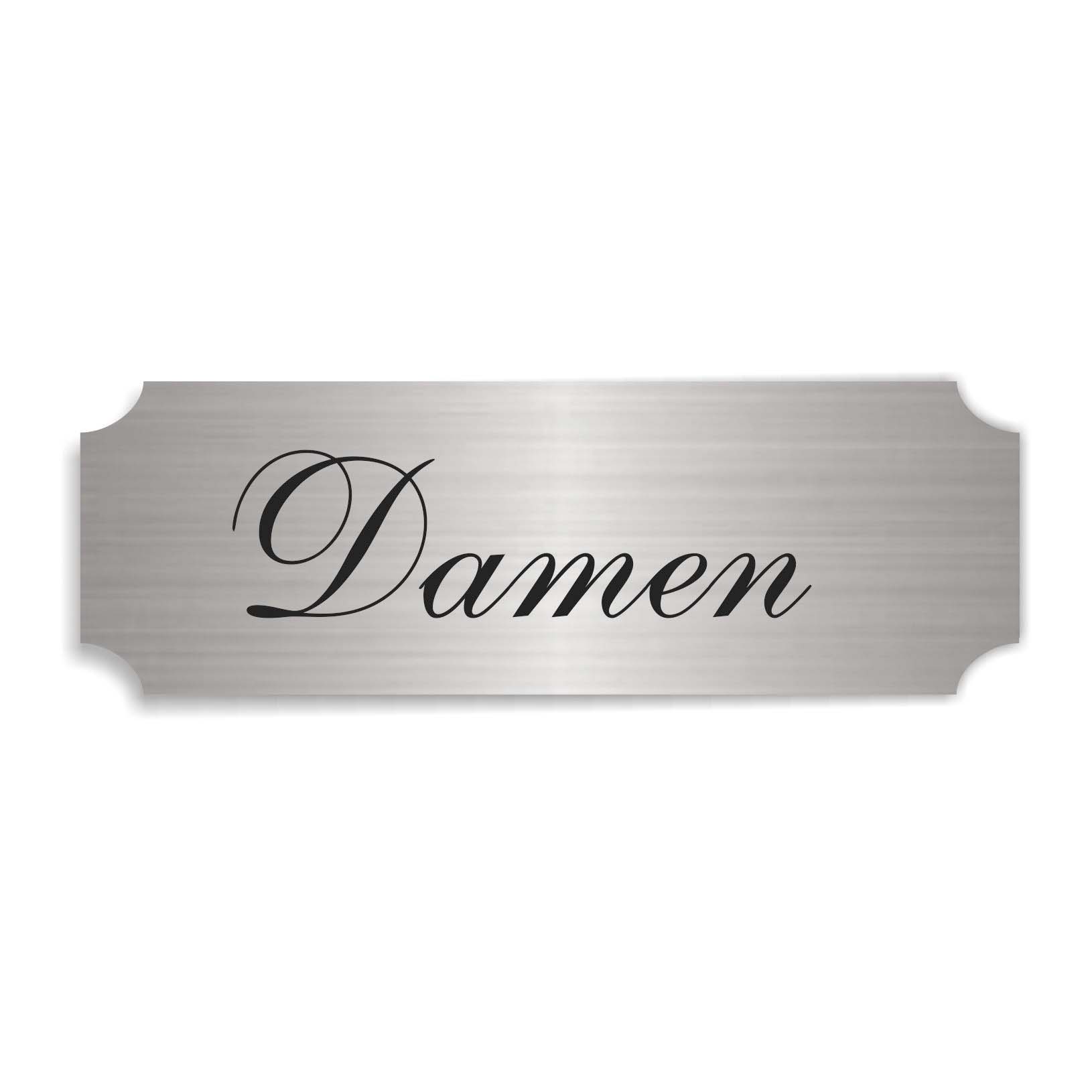 Schild « DAMEN » selbstklebend - Aluminium Look - silber