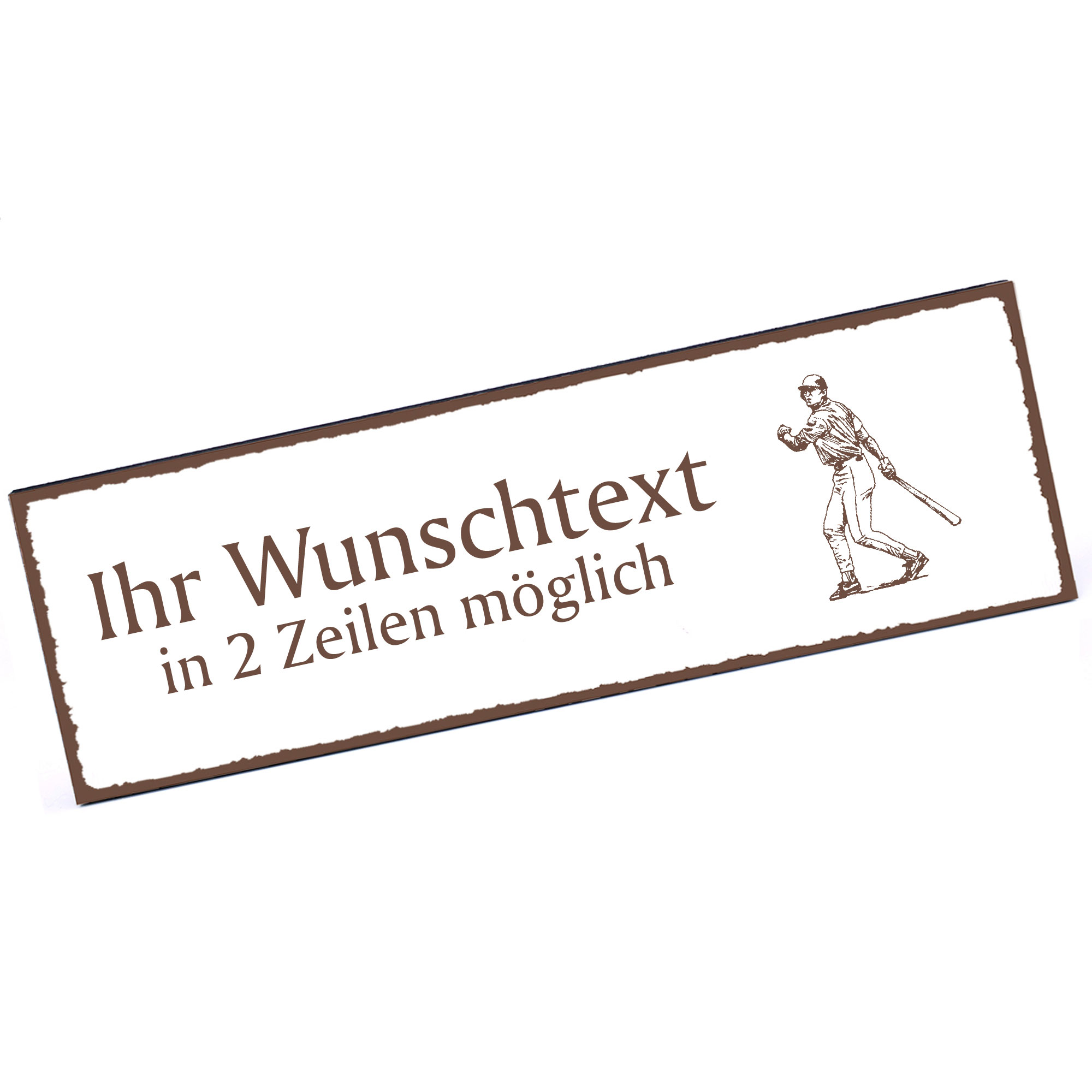 Türschild Baseball  Namensschild personalisiert mit Gravur - 150mm x 50mm - selbstklebend