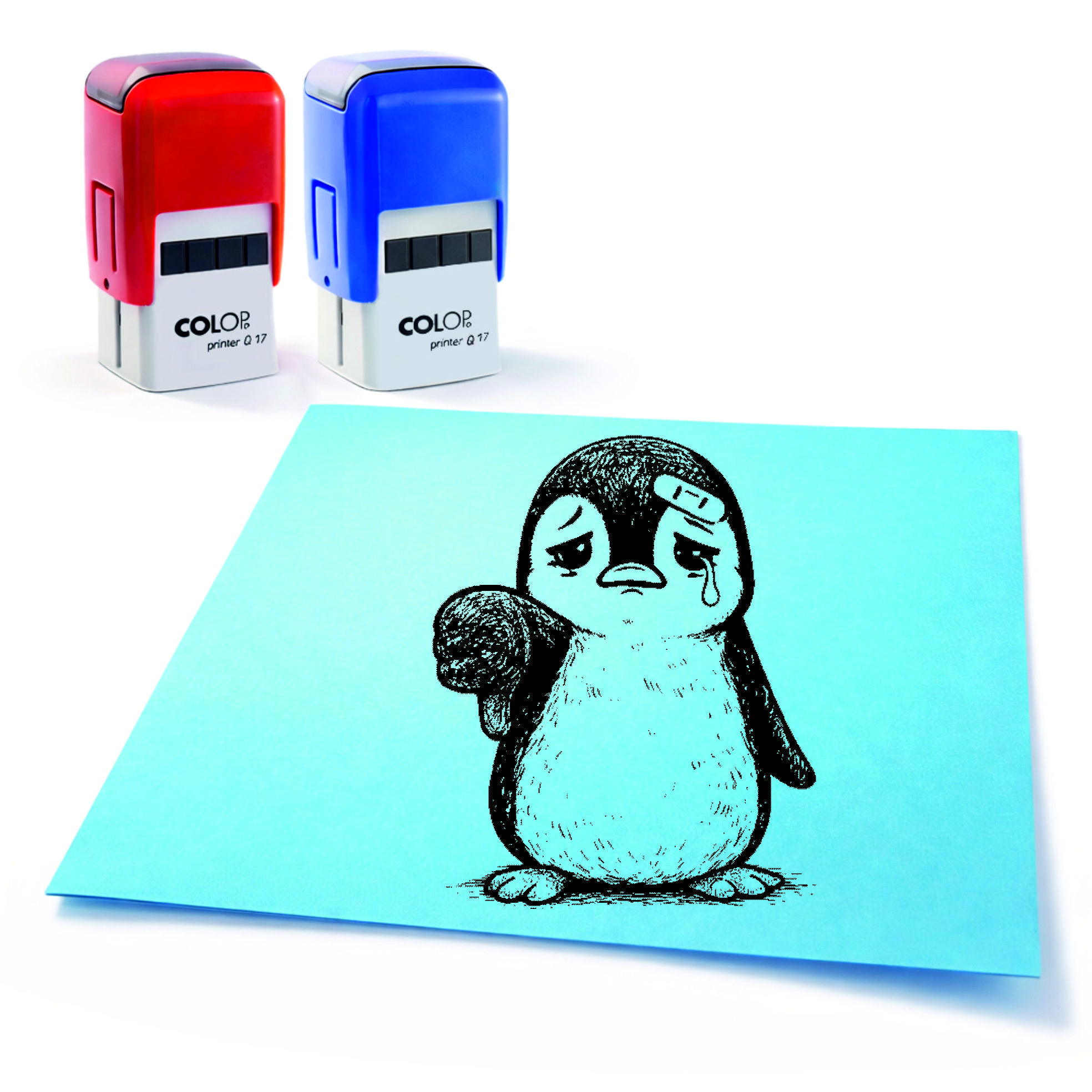  Lehrer Automatikstempel Pinguin Motivationsstempel Schüler – Tiermotive Daumen runter – Abdruck 16 x 16 mm