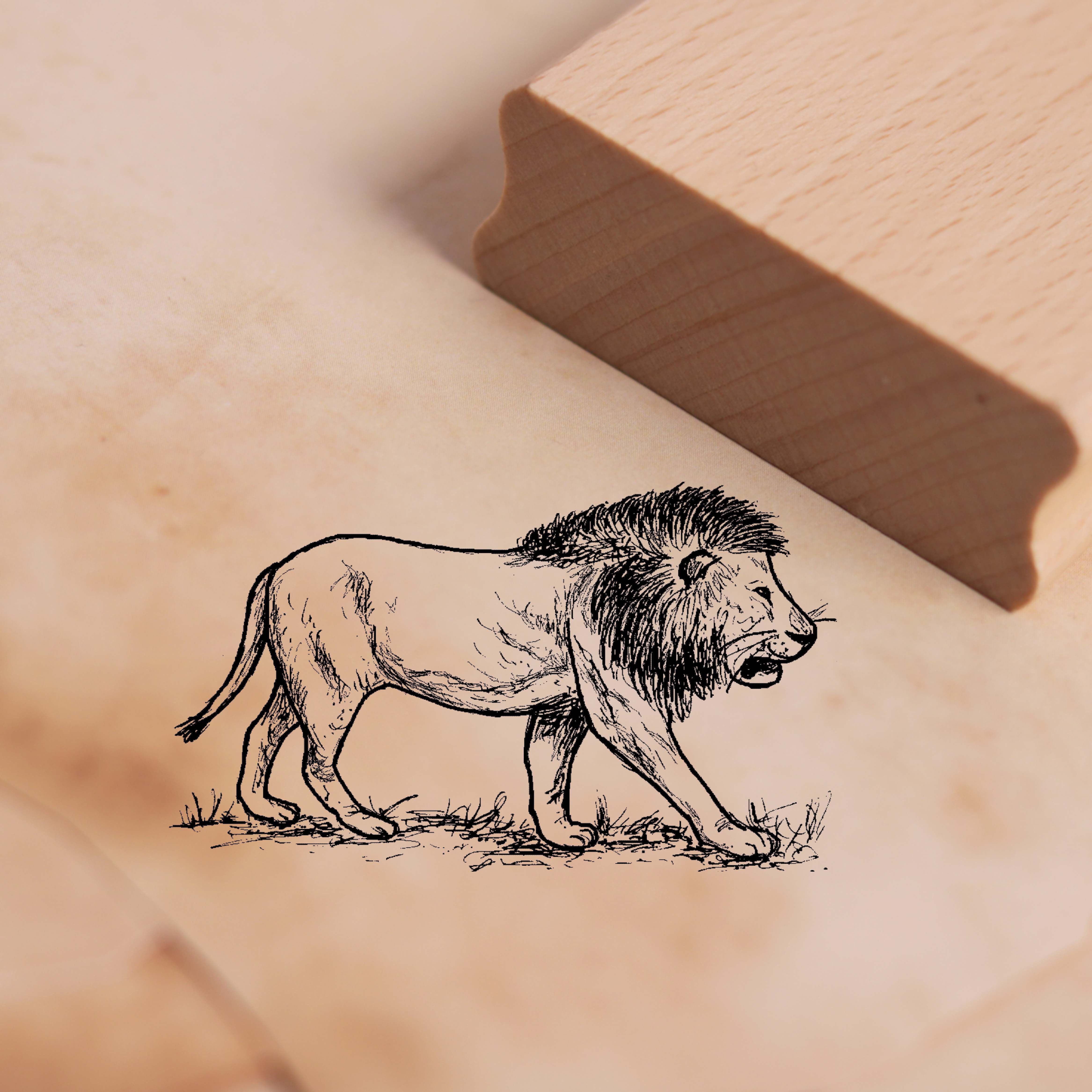 Motivstempel Löwe geht nach rechts Stempel 48 x 28 mm