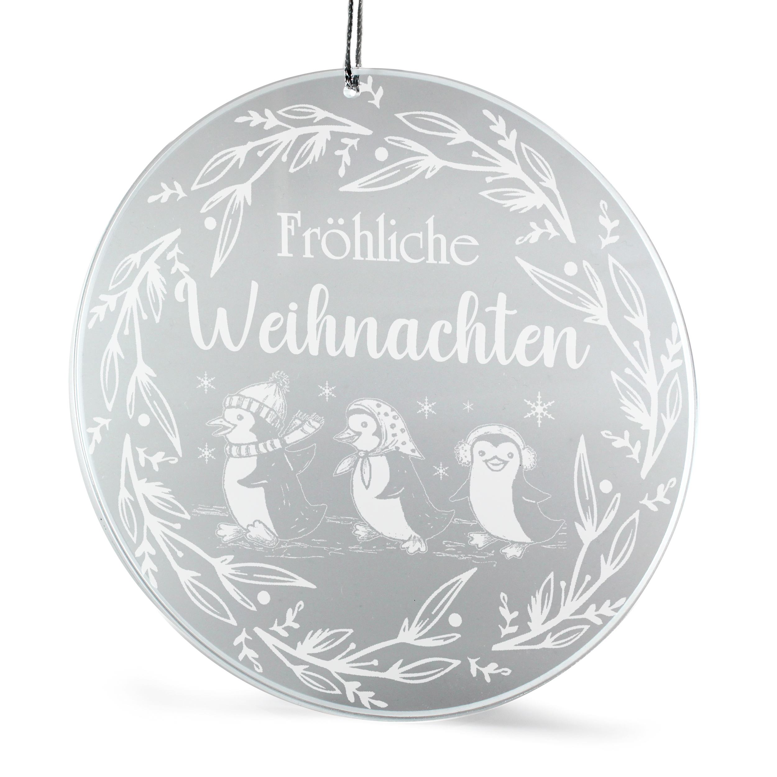 Fensteranhänger Fröhliche Weihnachten Pinguine Pinguin Weihnachten aus Acryl – Winterdeko Fensterdekoration
