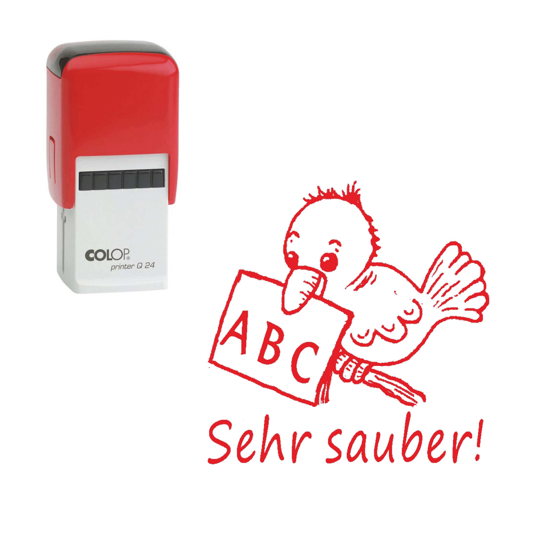 Lehrerstempel Sehr sauber! - Automatikstempel Kinder Motivstempel Rabe 24 x 24 mm