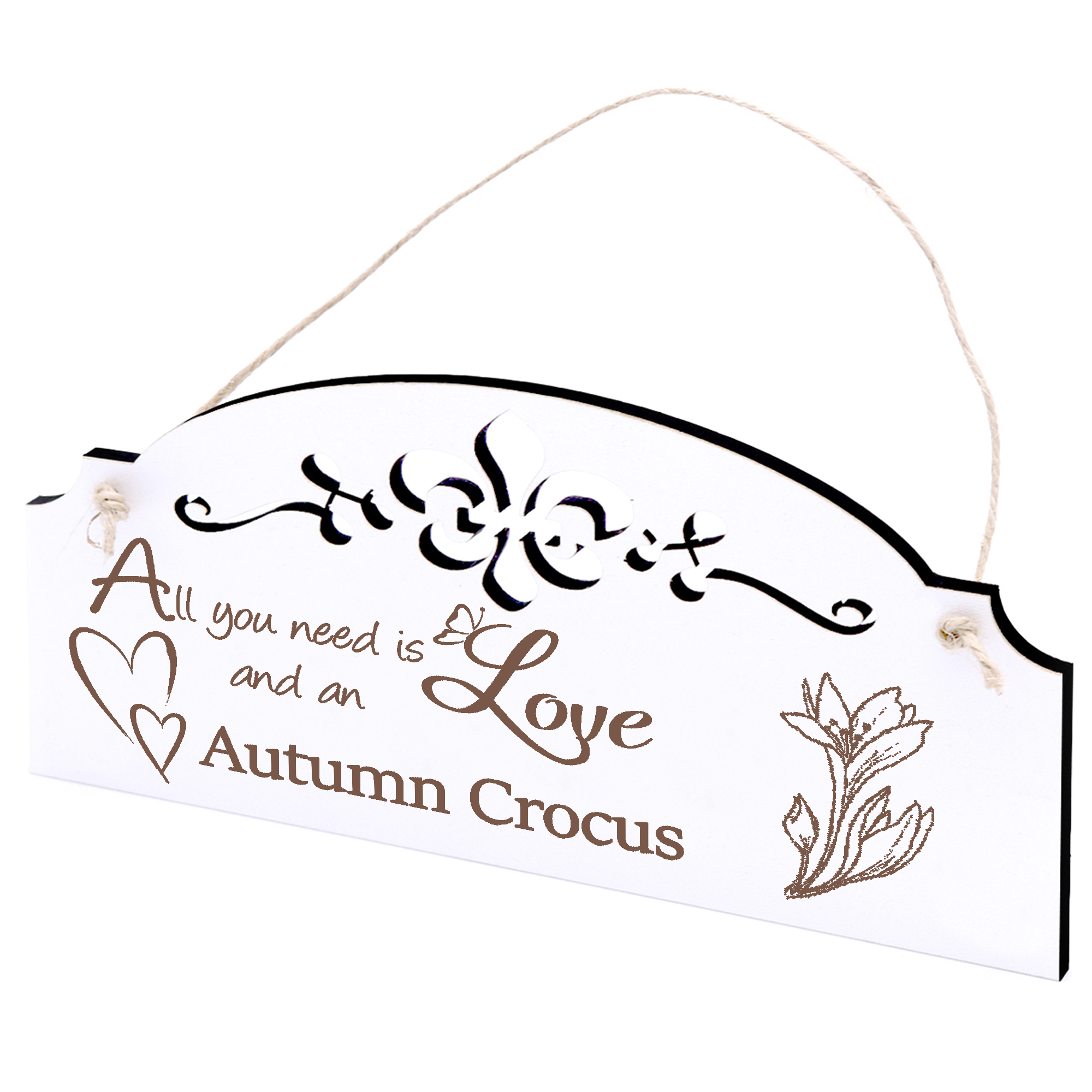Schild Herbstzeitlose Deko 20x10cm - All you need is Love and an Autumn Crocus - Holz