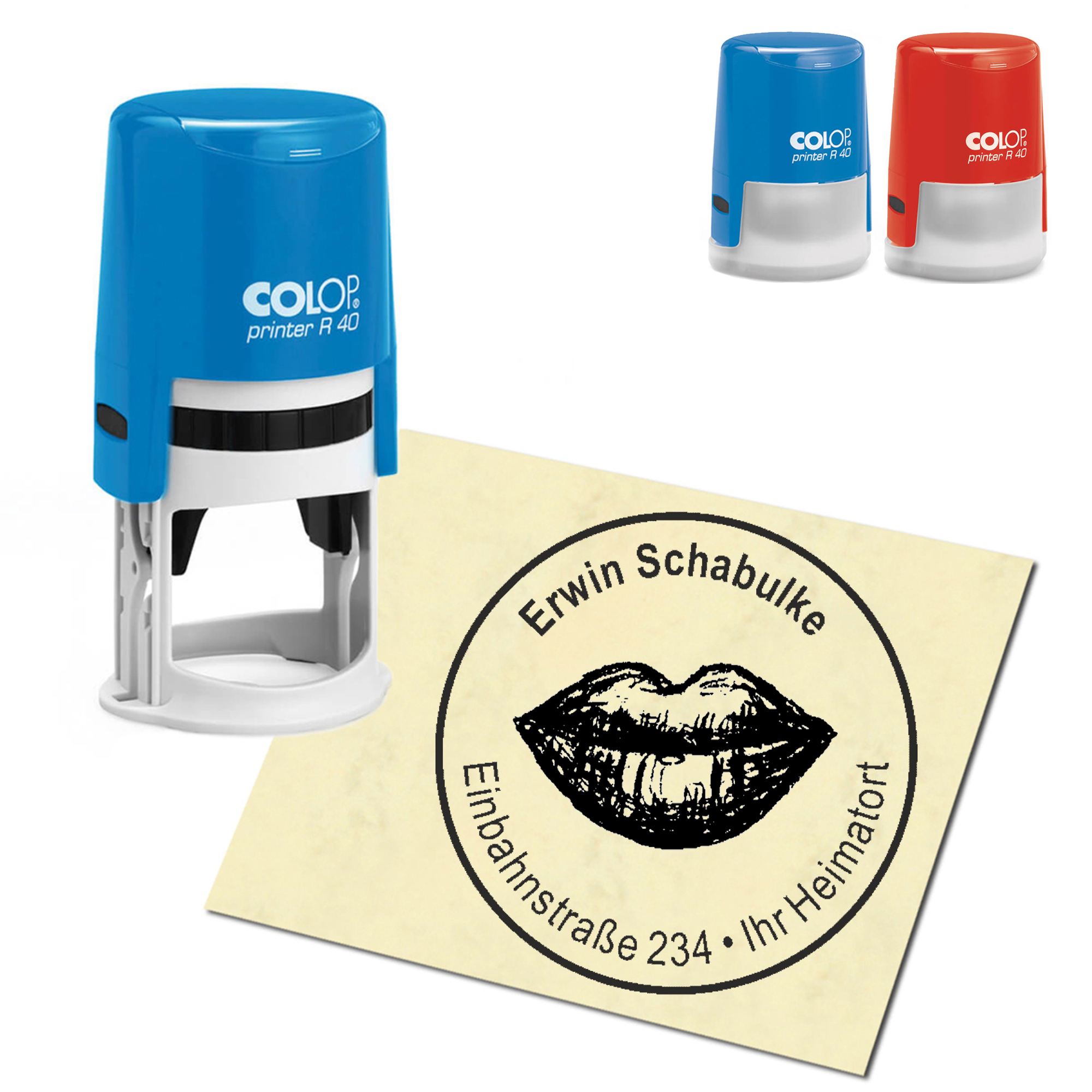 Stempel Adressstempel personalisiert - Mund - rund &empty; 40mm