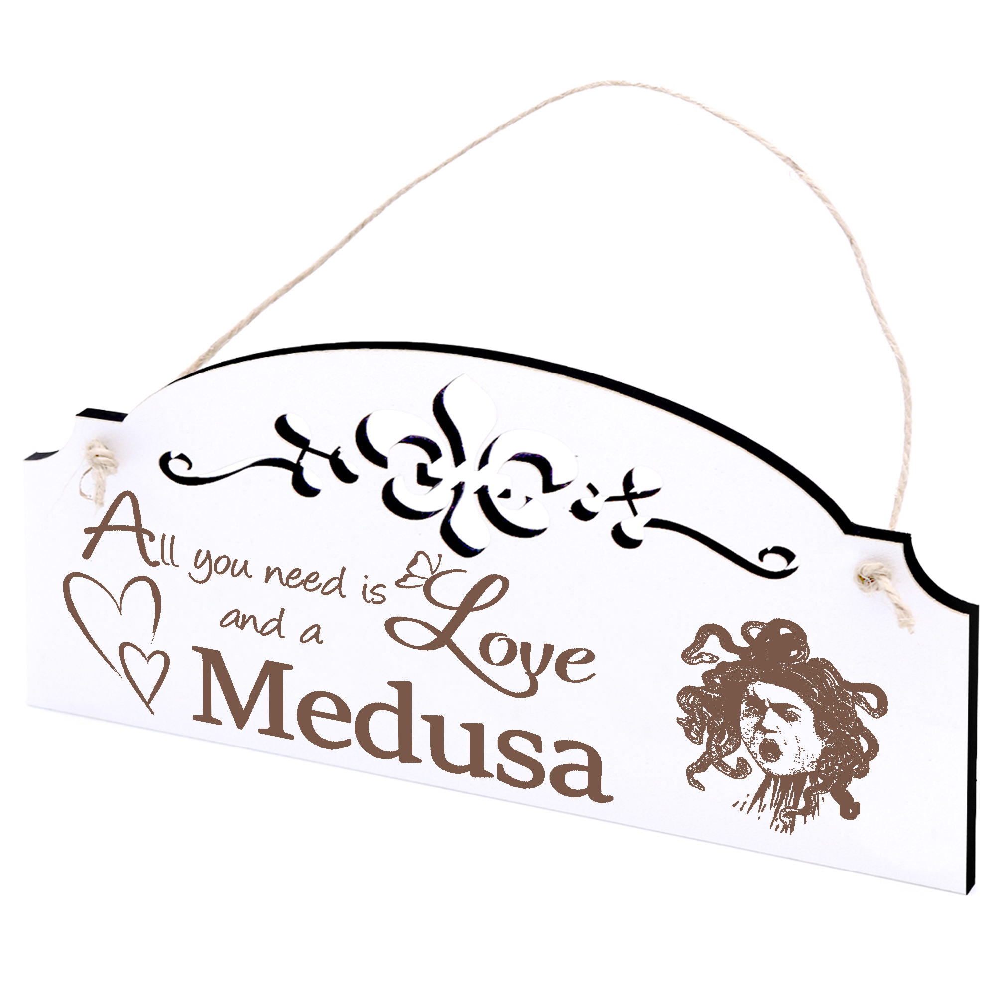 Schild Medusa Deko 20x10cm - All you need is Love and a Medusa - Holz