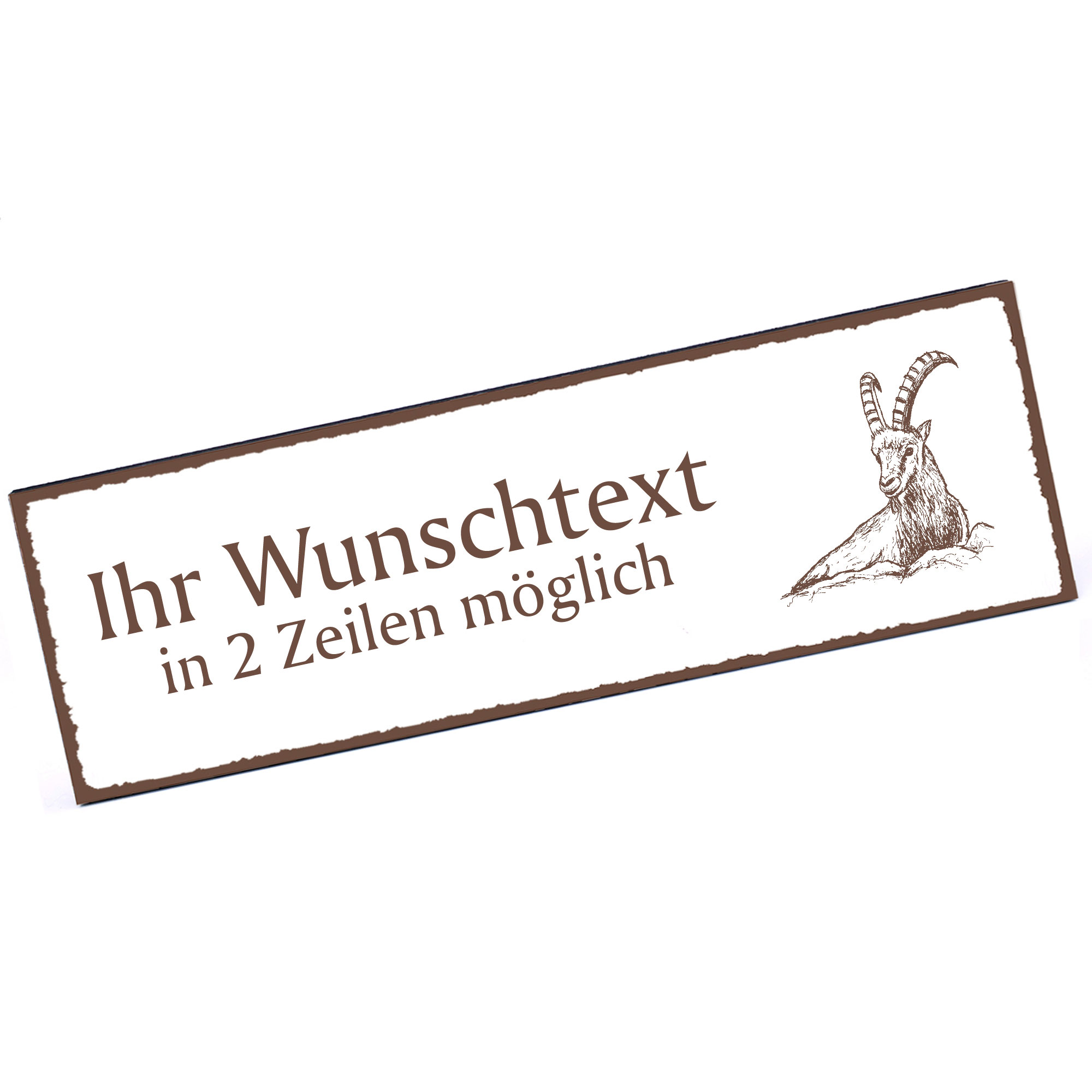 Türschild liegender Steinbock  Namensschild personalisiert mit Gravur - 150mm x 50mm - selbstklebend