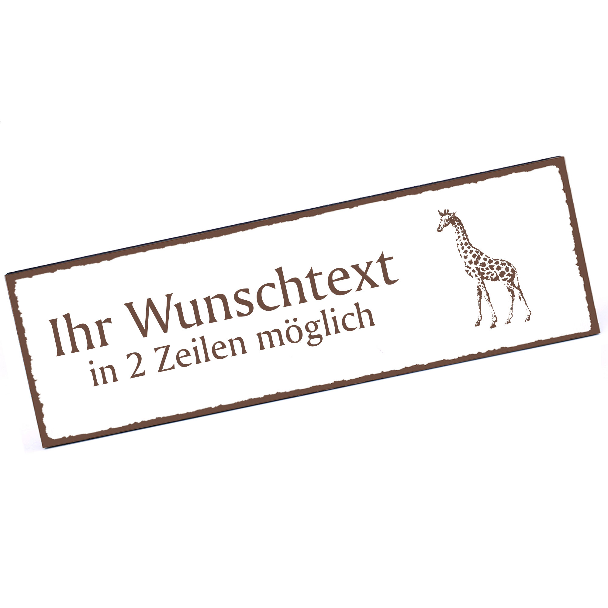 Türschild Giraffe  Namensschild personalisiert mit Gravur - 150mm x 50mm - selbstklebend