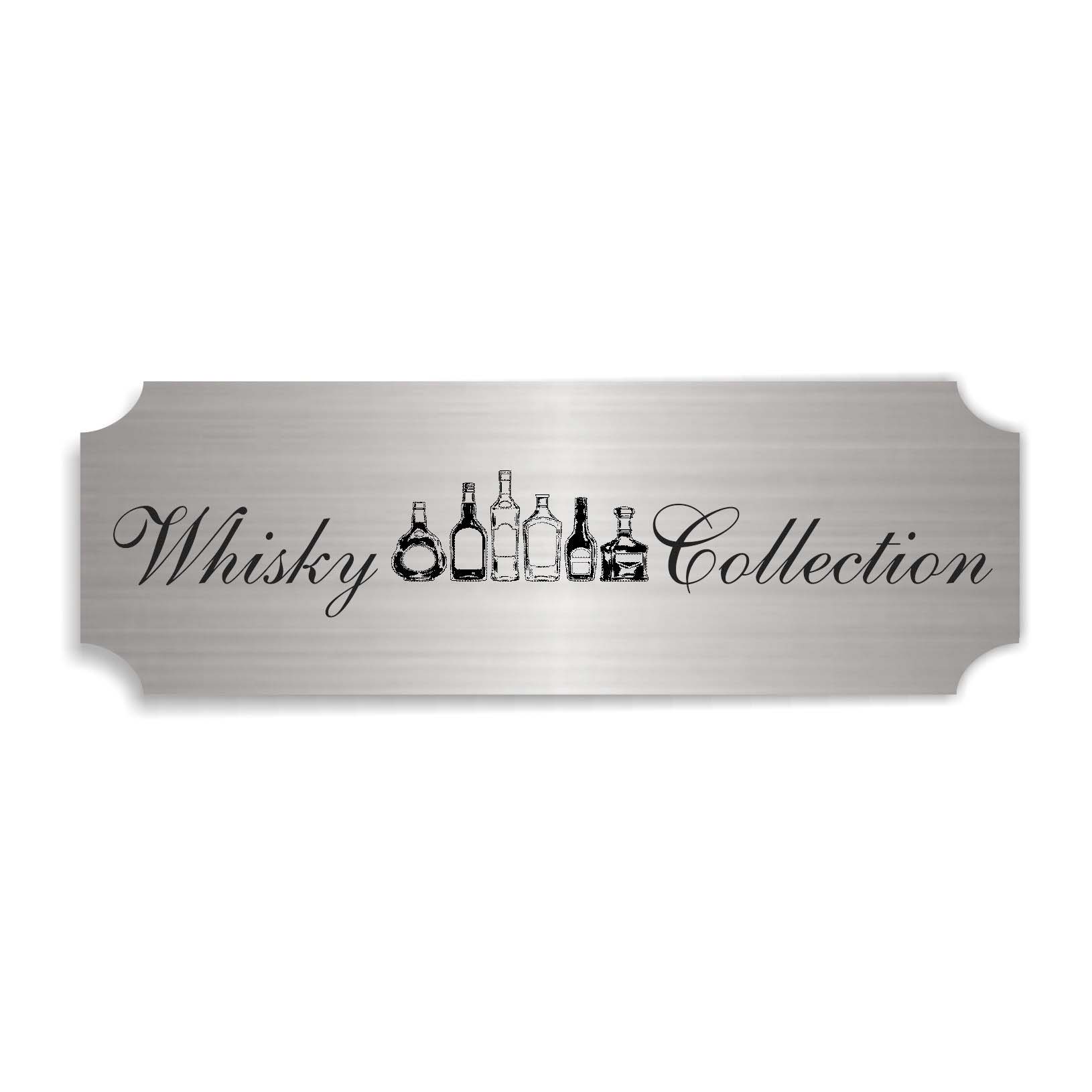 Schild « WHISKY COLLECTION » selbstklebend - Aluminium Look - silber