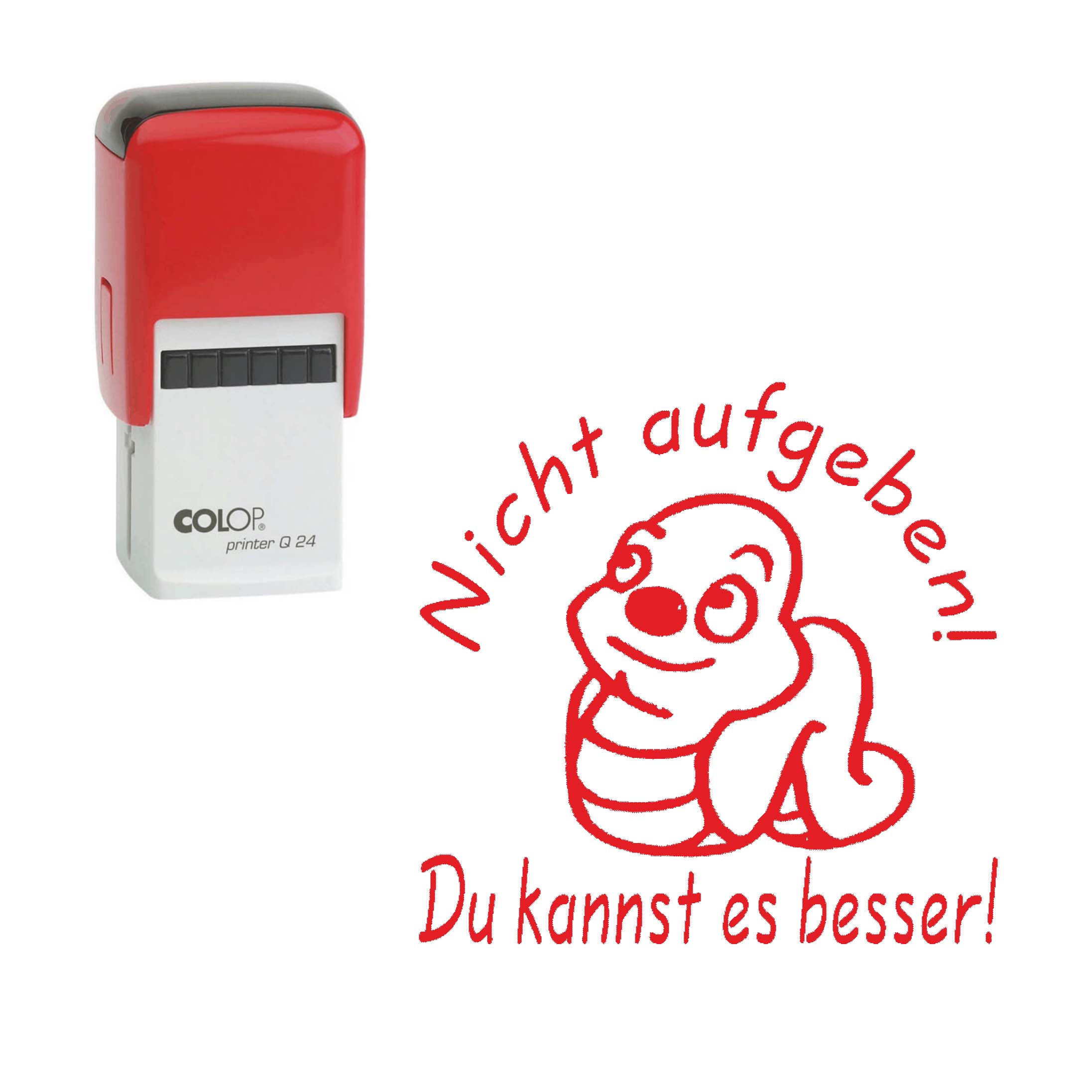 Lehrerstempel Nicht aufgeben, du kannst es besser - Automatikstempel Kinder Motivstempel Wurm