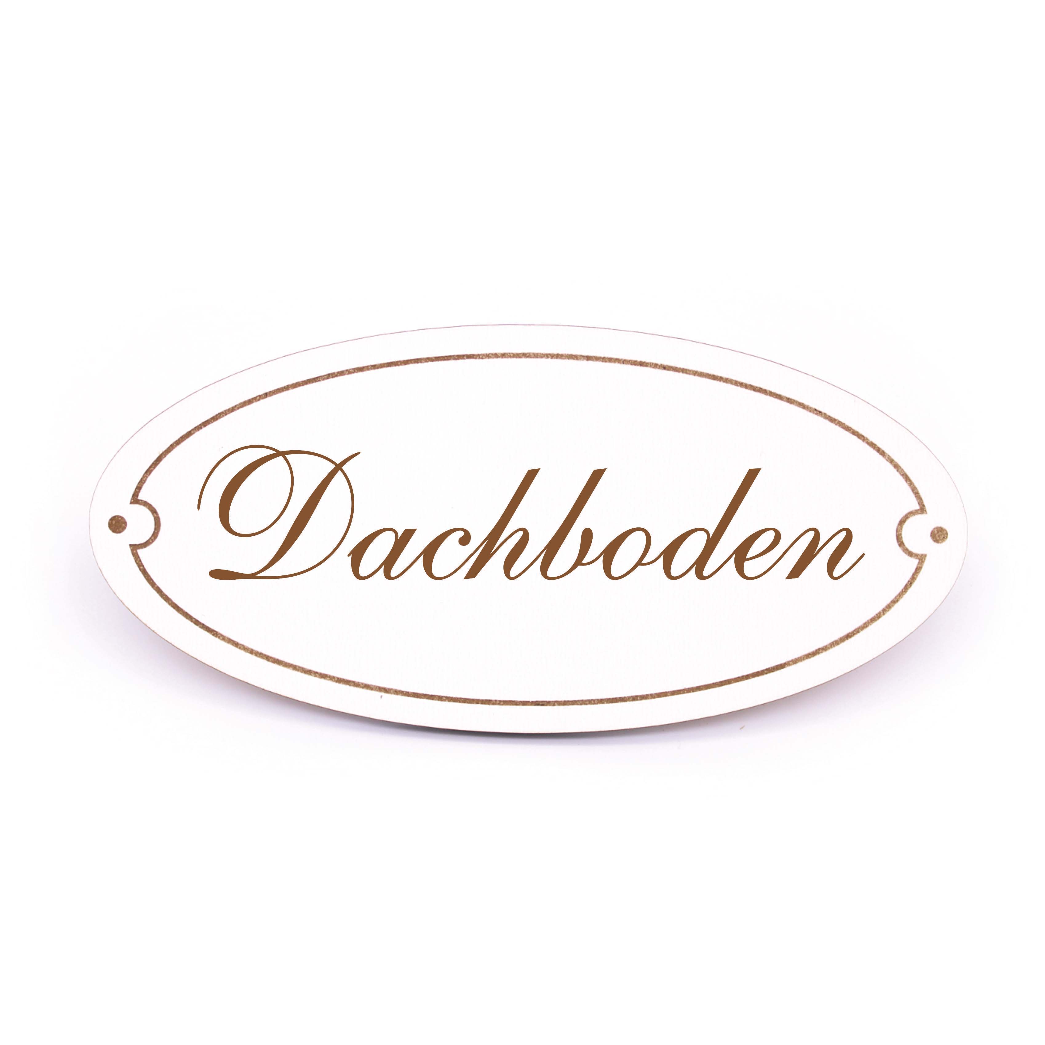 Ovales Türschild Dachboden - selbstklebend - 15 x 7 cm